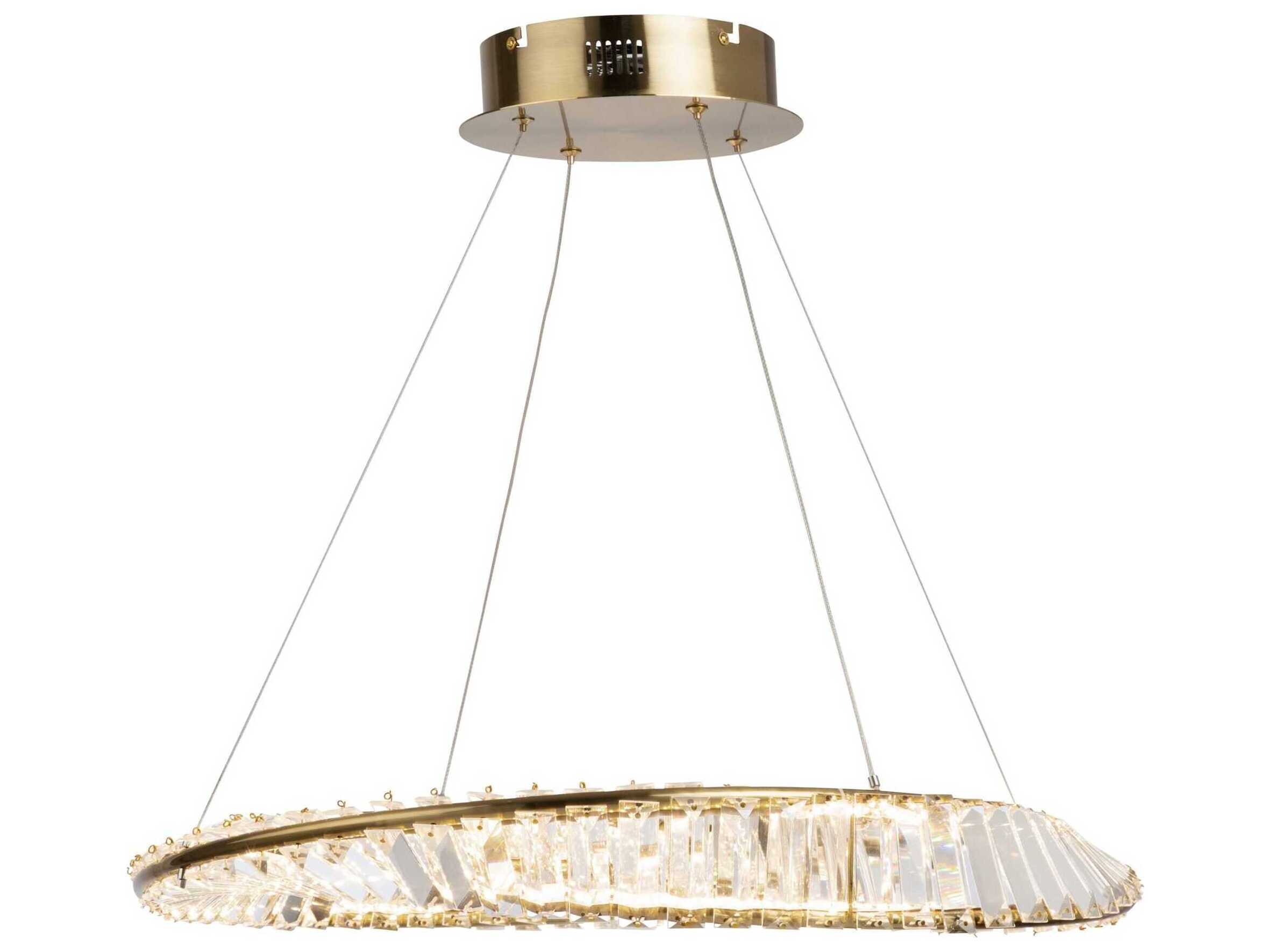 Artcraft Stella Brushed Brass Crystal LED Round Pendant