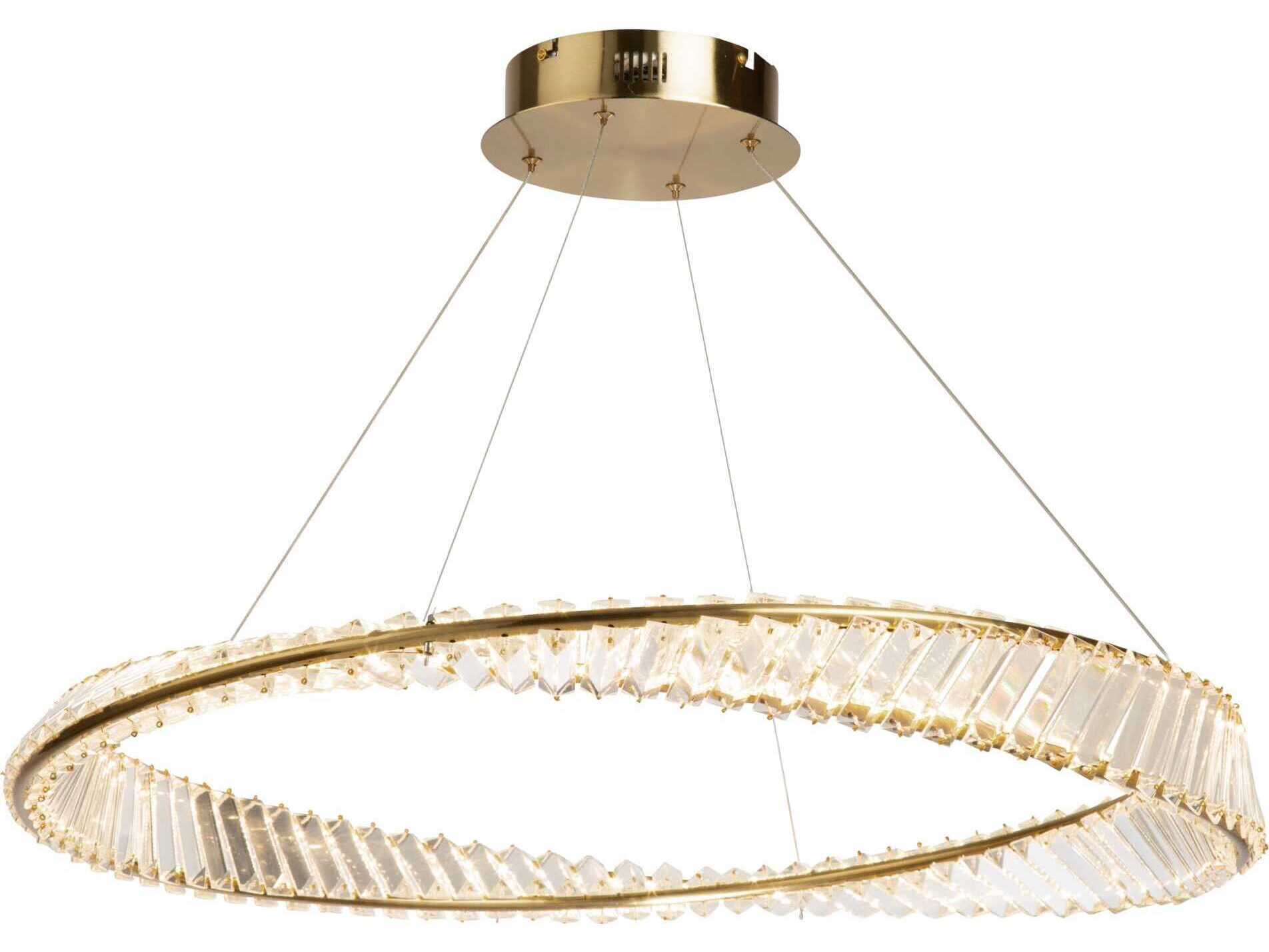 Artcraft Stella Brushed Brass Crystal LED Round Pendant