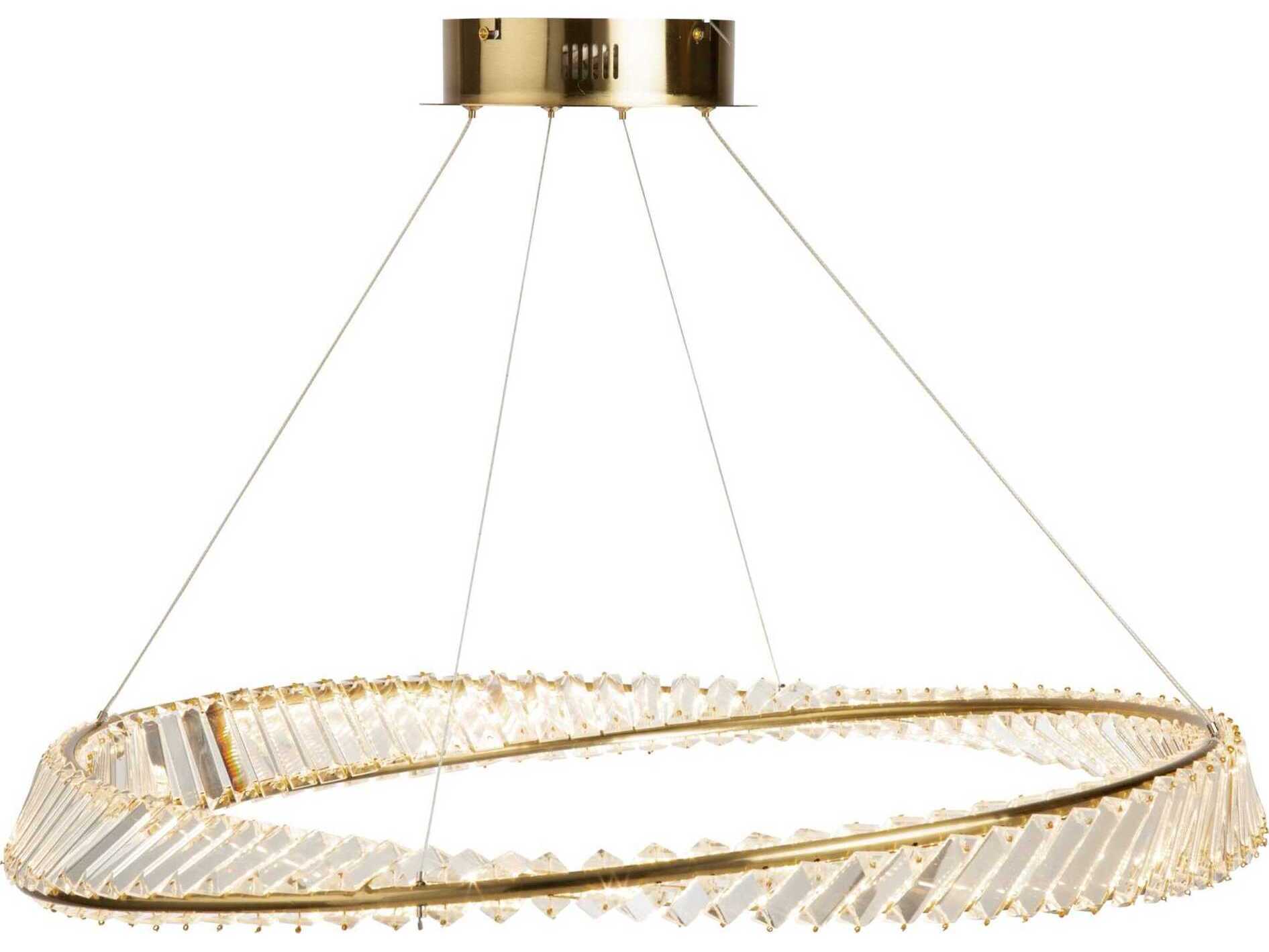Artcraft Stella Brushed Brass Crystal LED Round Pendant