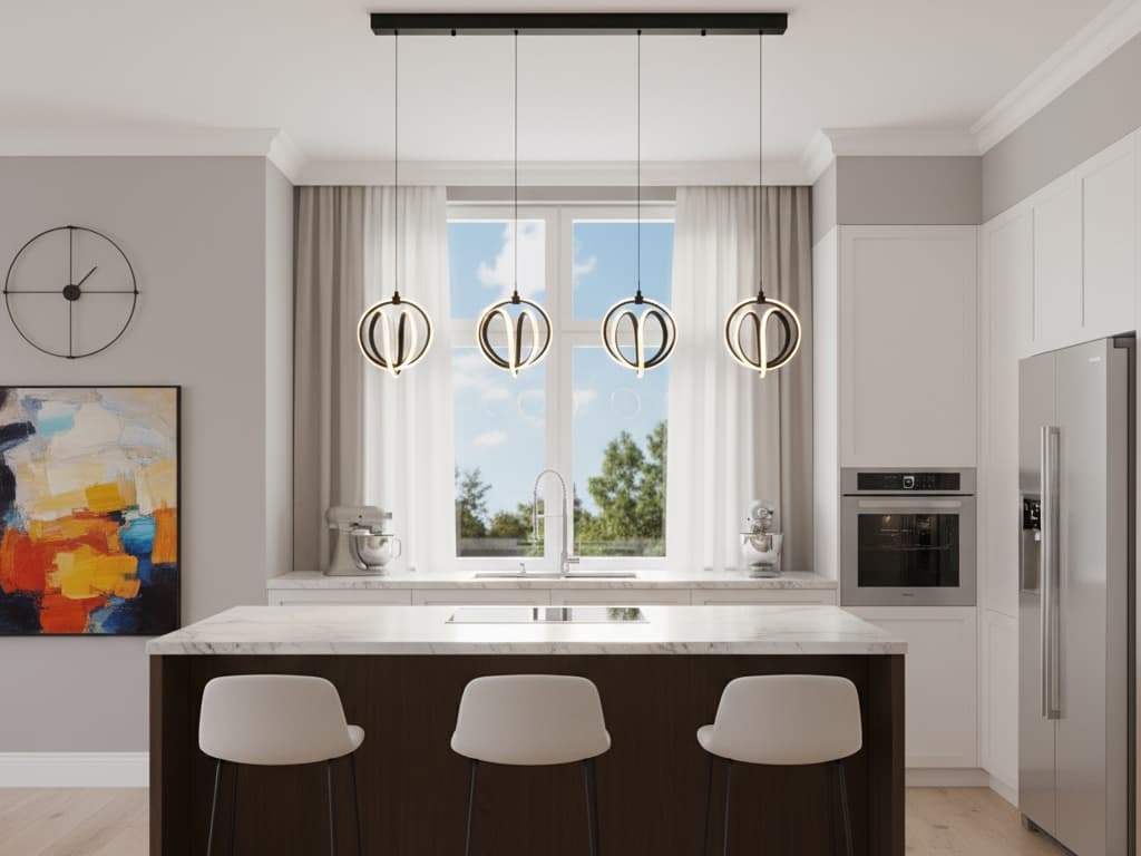 Artcraft Rose 4-Light Black Island Pendant