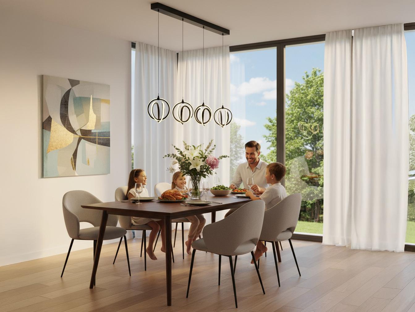 Artcraft Rose 4-Light Black Island Pendant