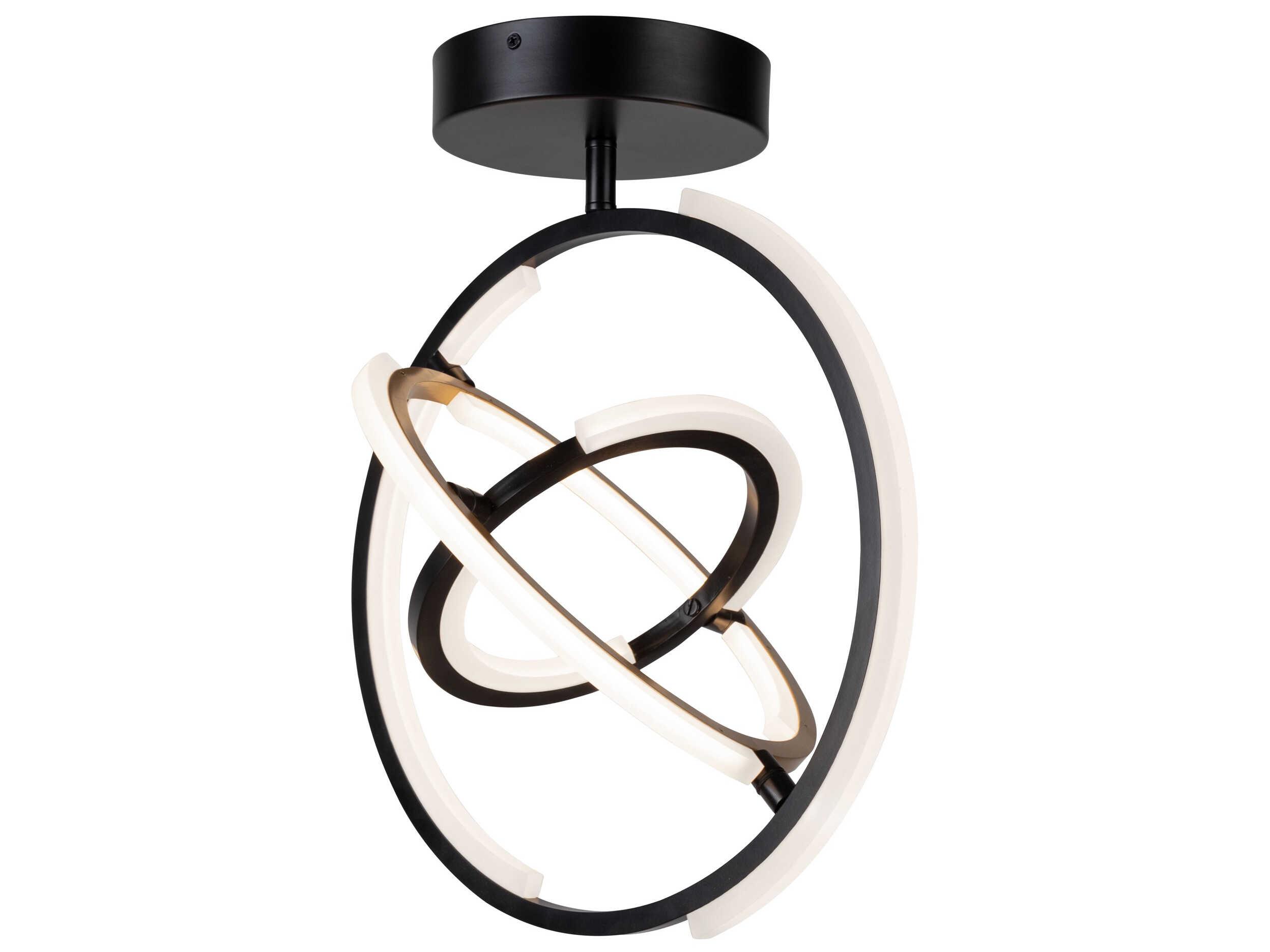 Artcraft Trilogy Black Brass LED Geometric Semi Flush Mount