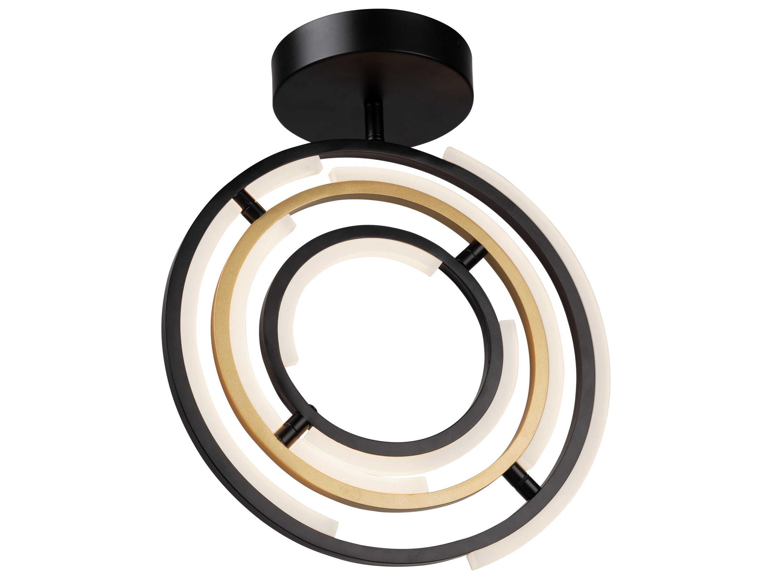 Artcraft Trilogy Black Brass LED Geometric Semi Flush Mount