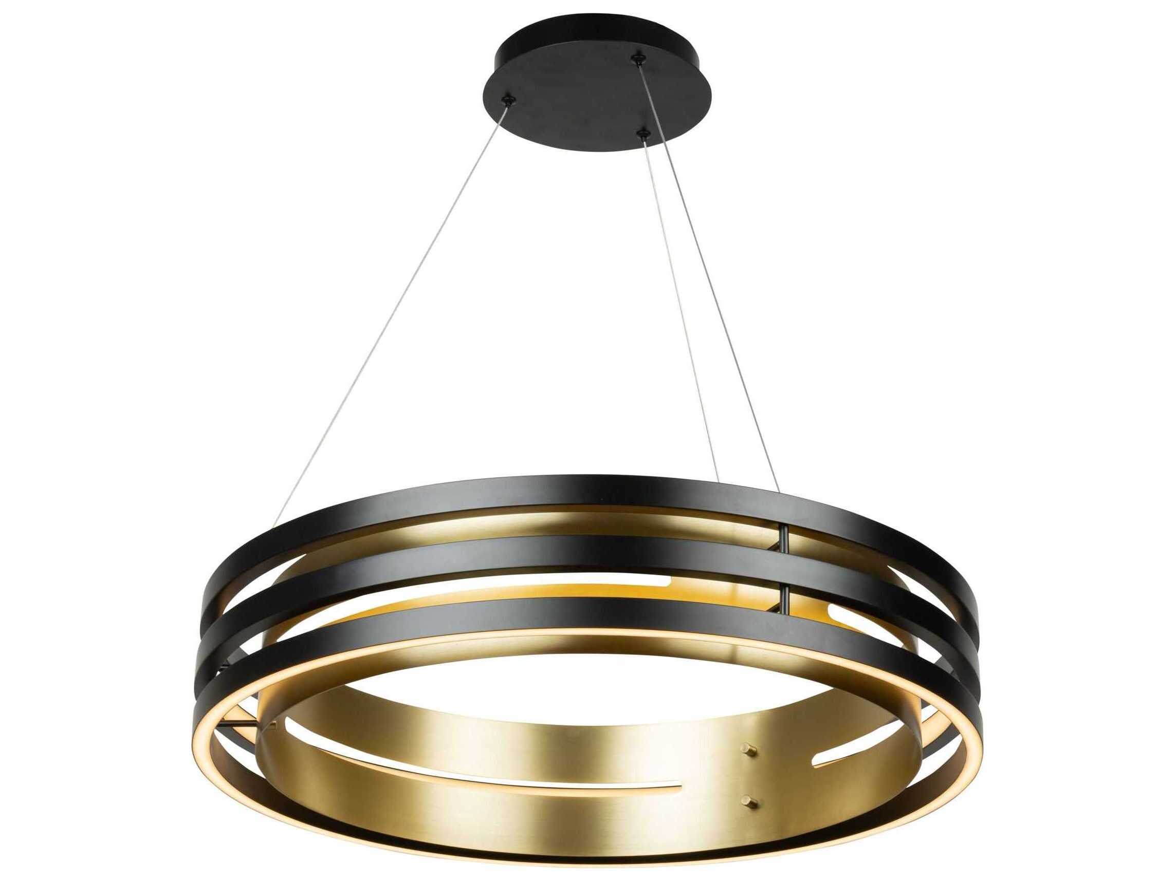 Artcraft Toledo 1-Light Black Brushed Brass Round Pendant