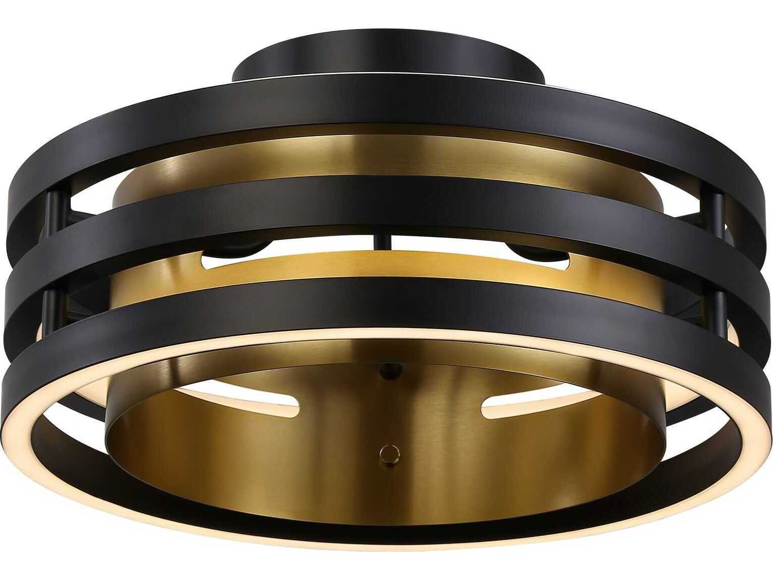 Artcraft Toledo 1-Light Black Brushed Brass Drum Semi Flush Mount