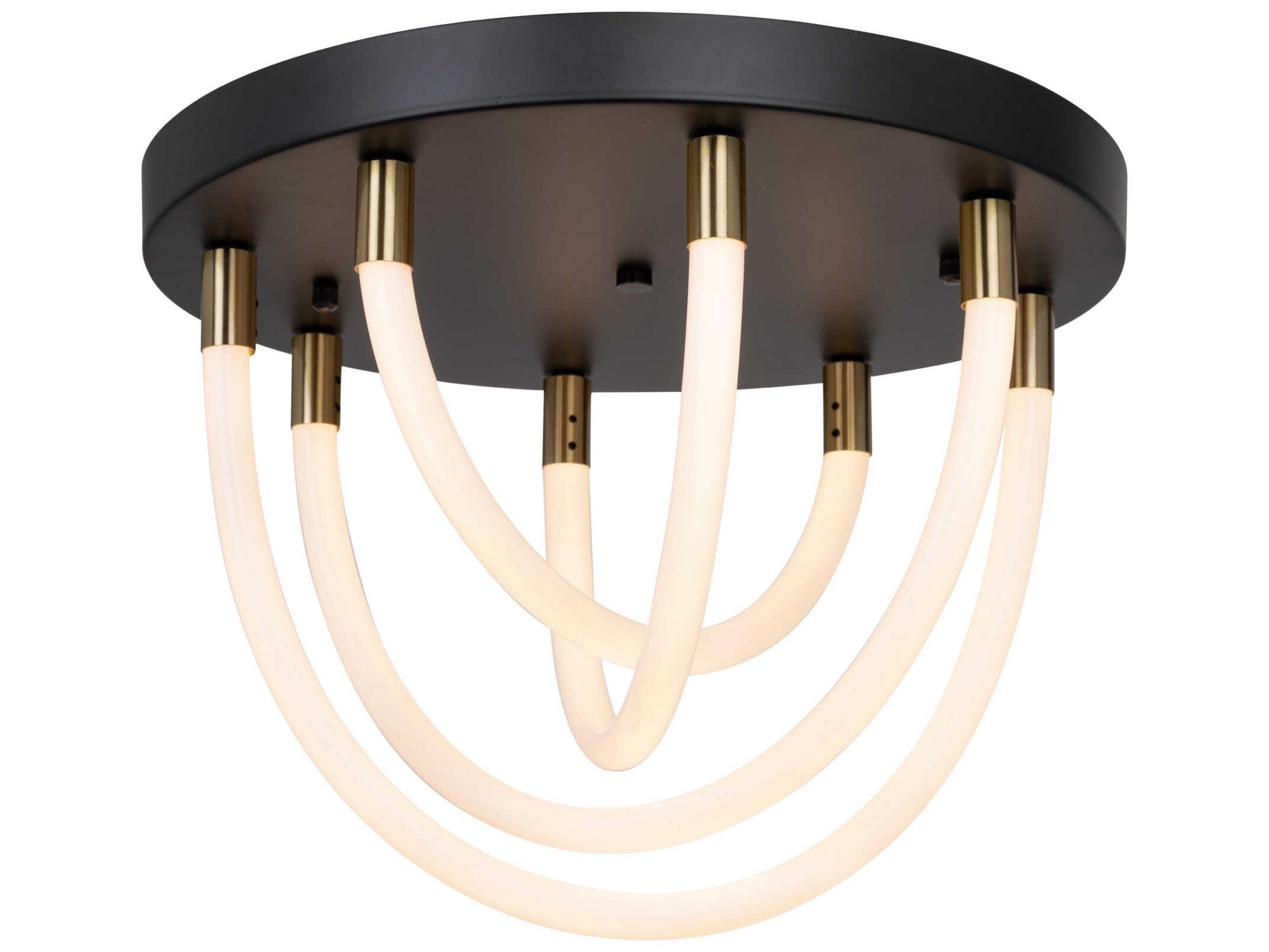 Artcraft Cascata 4-Light Black Brushed Brass Flush Mount
