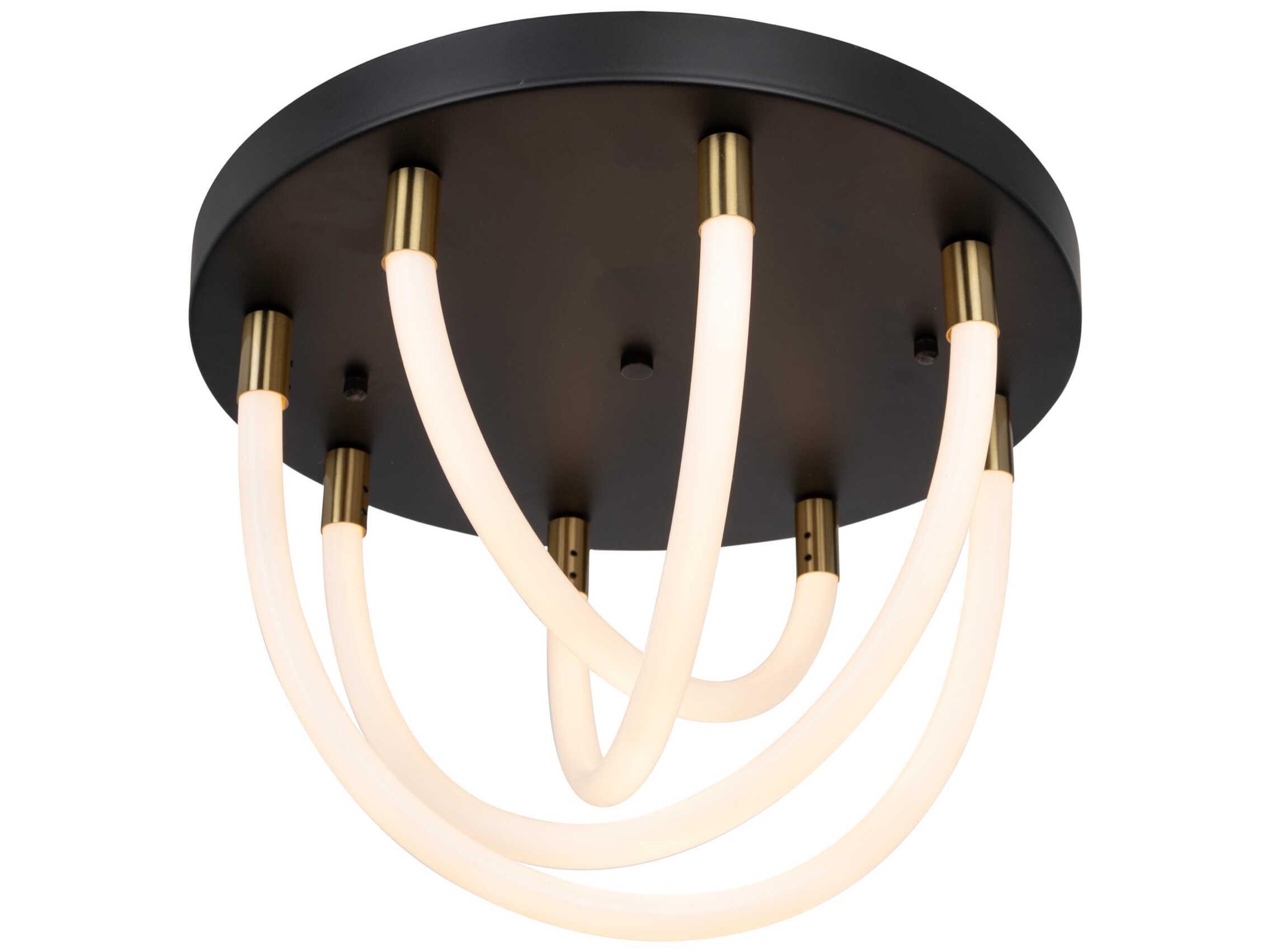 Artcraft Cascata 4-Light Black Brushed Brass Flush Mount