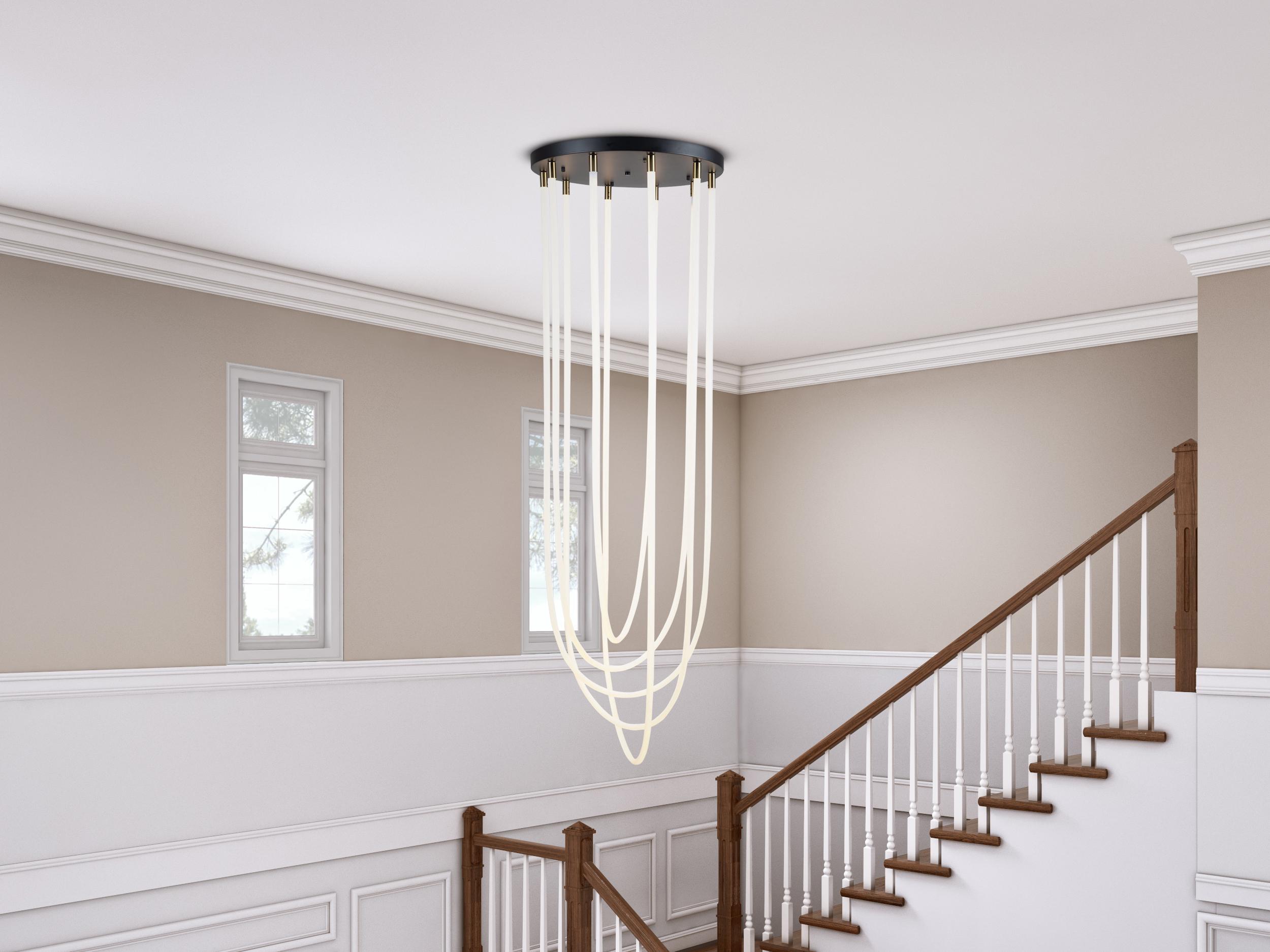 Artcraft Cascata 5-Light Black Brushed Brass Pendant