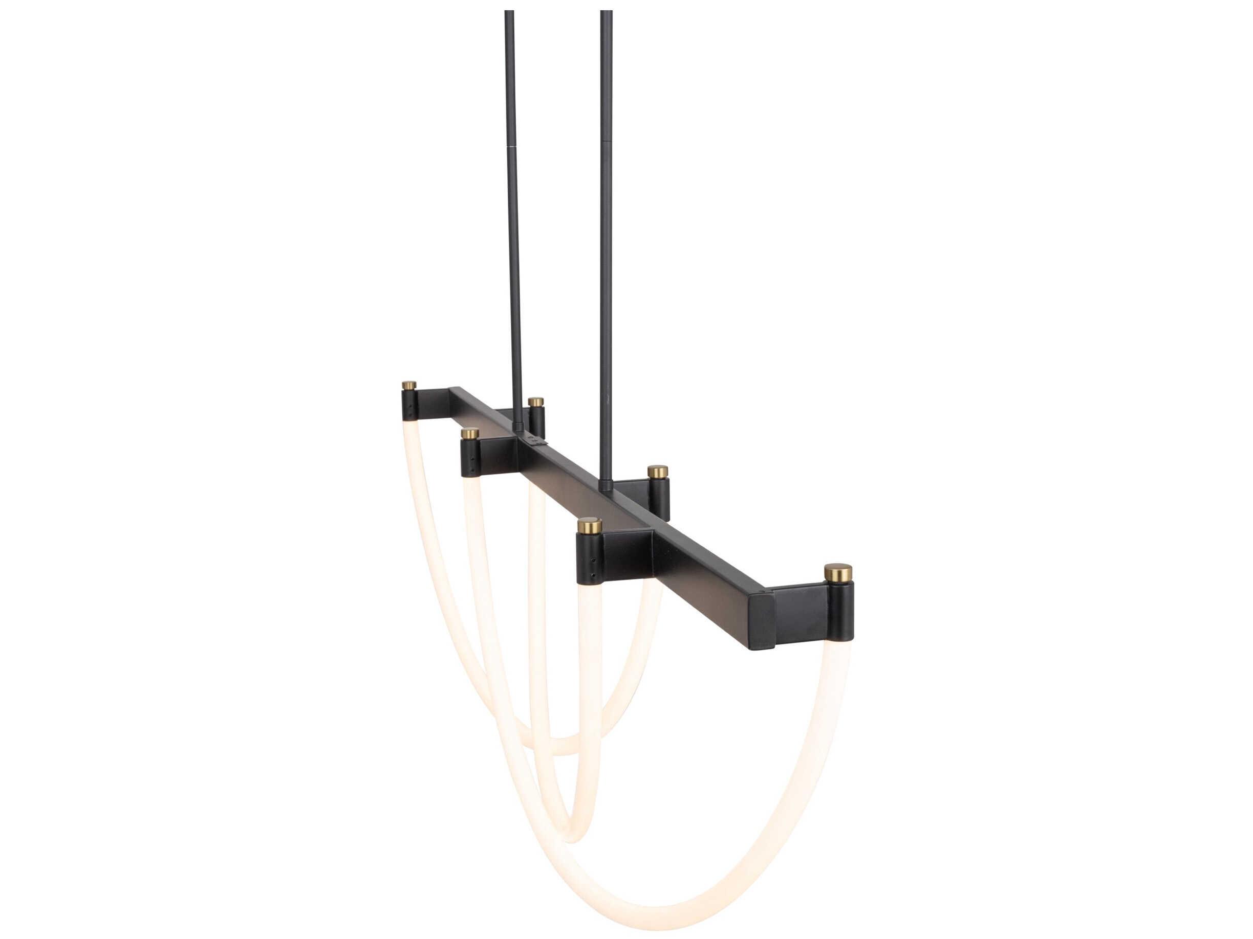 Artcraft Cascata 3-Light Black Brushed Brass Linear Island Pendant