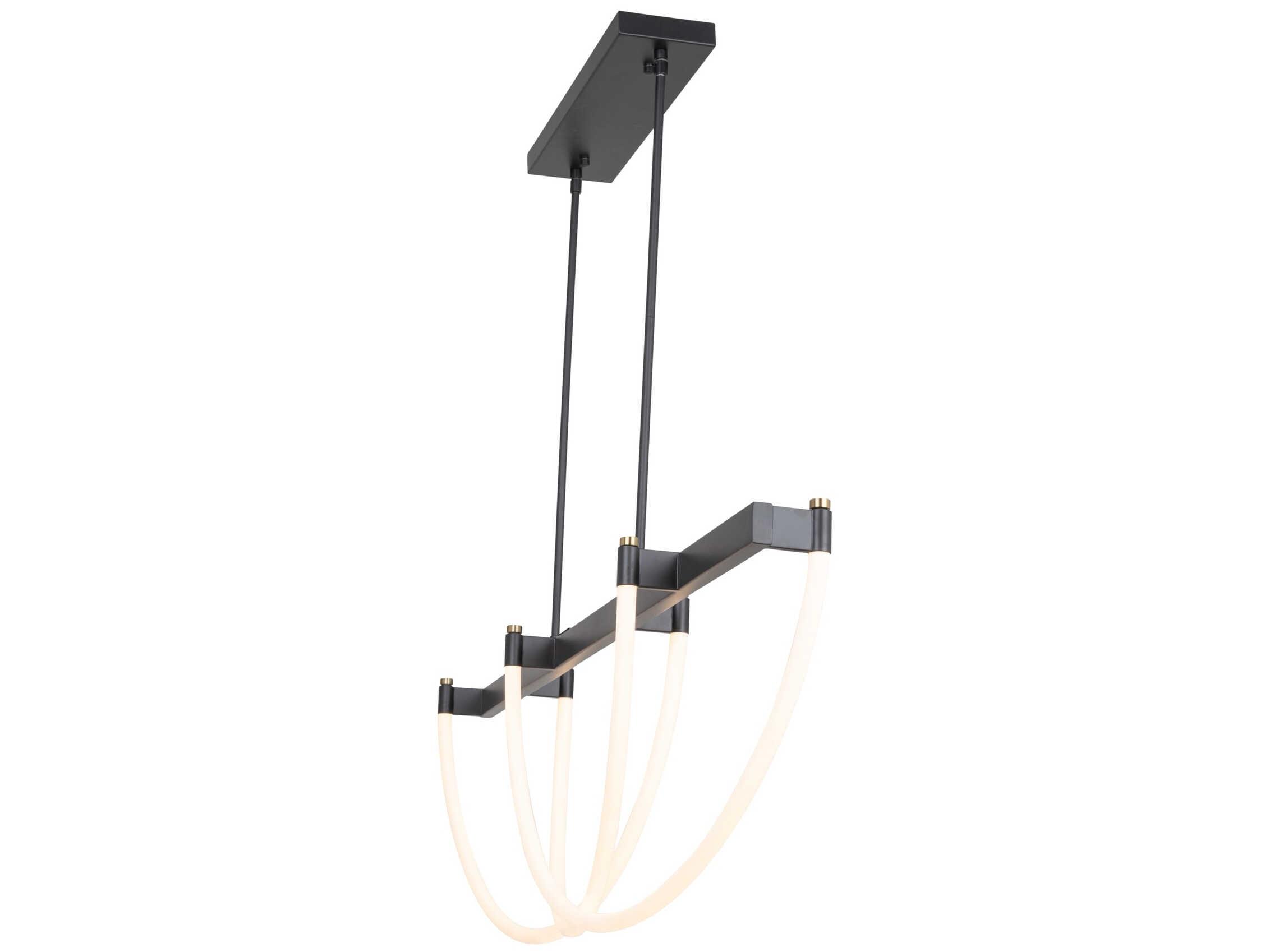 Artcraft Cascata 3-Light Black Brushed Brass Linear Island Pendant