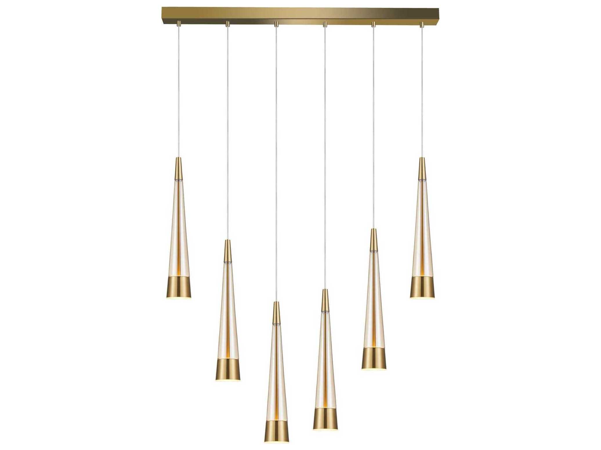Artcraft Sunnyvale 6-Light Brass Linear Island Pendant