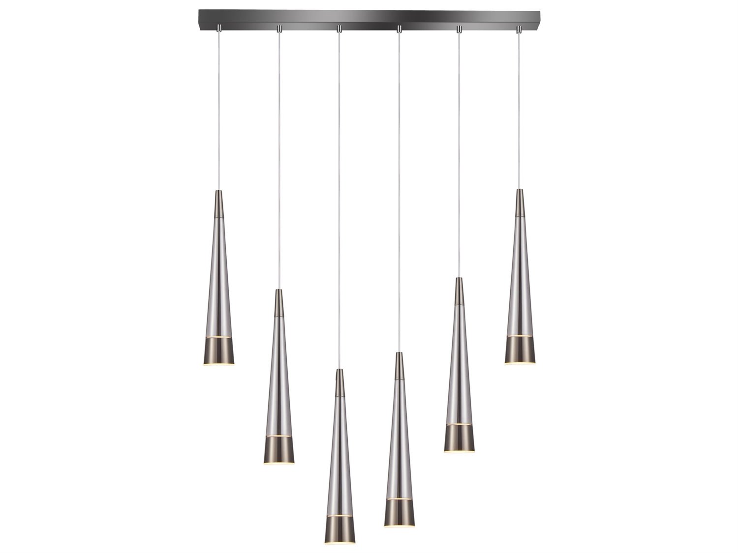 Artcraft Sunnyvale 6-Light Pearl Black Smoke Silver Linear Island Pendant