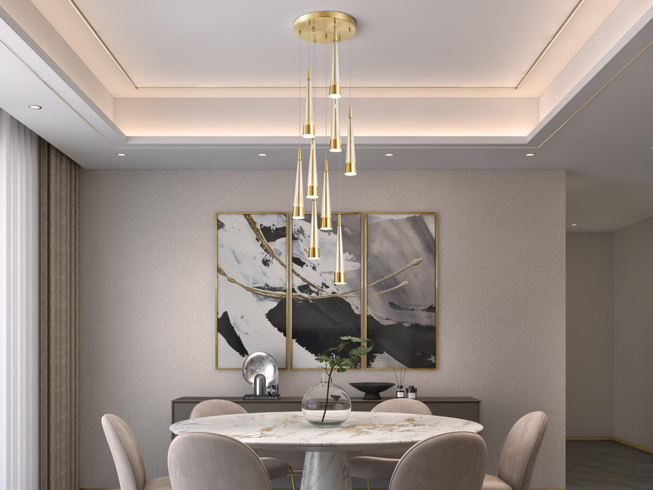 Artcraft Sunnyvale 9-Light Brass Linear Pendant