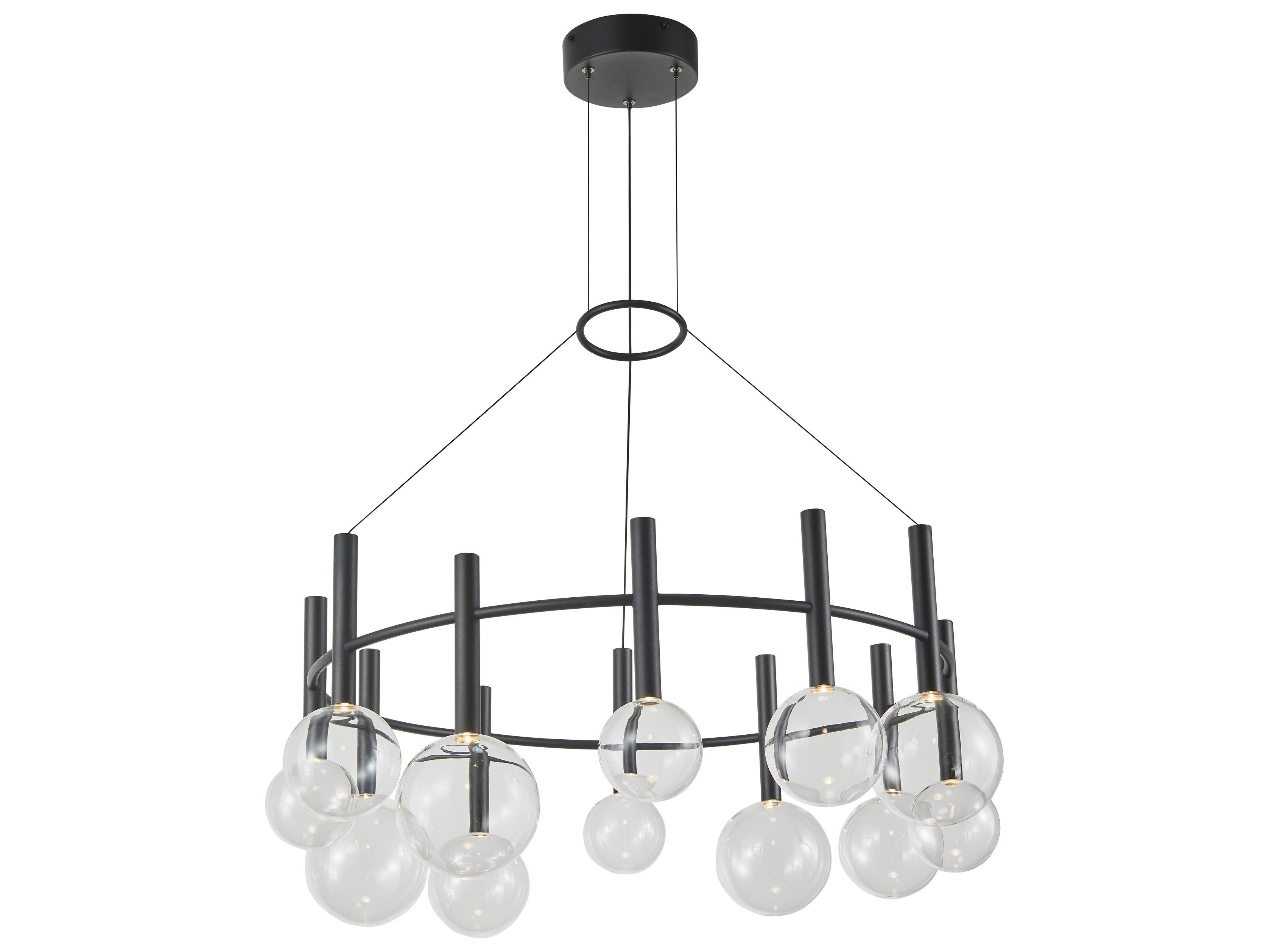 Artcraft Terra 12-Light Black Globe Round Chandelier