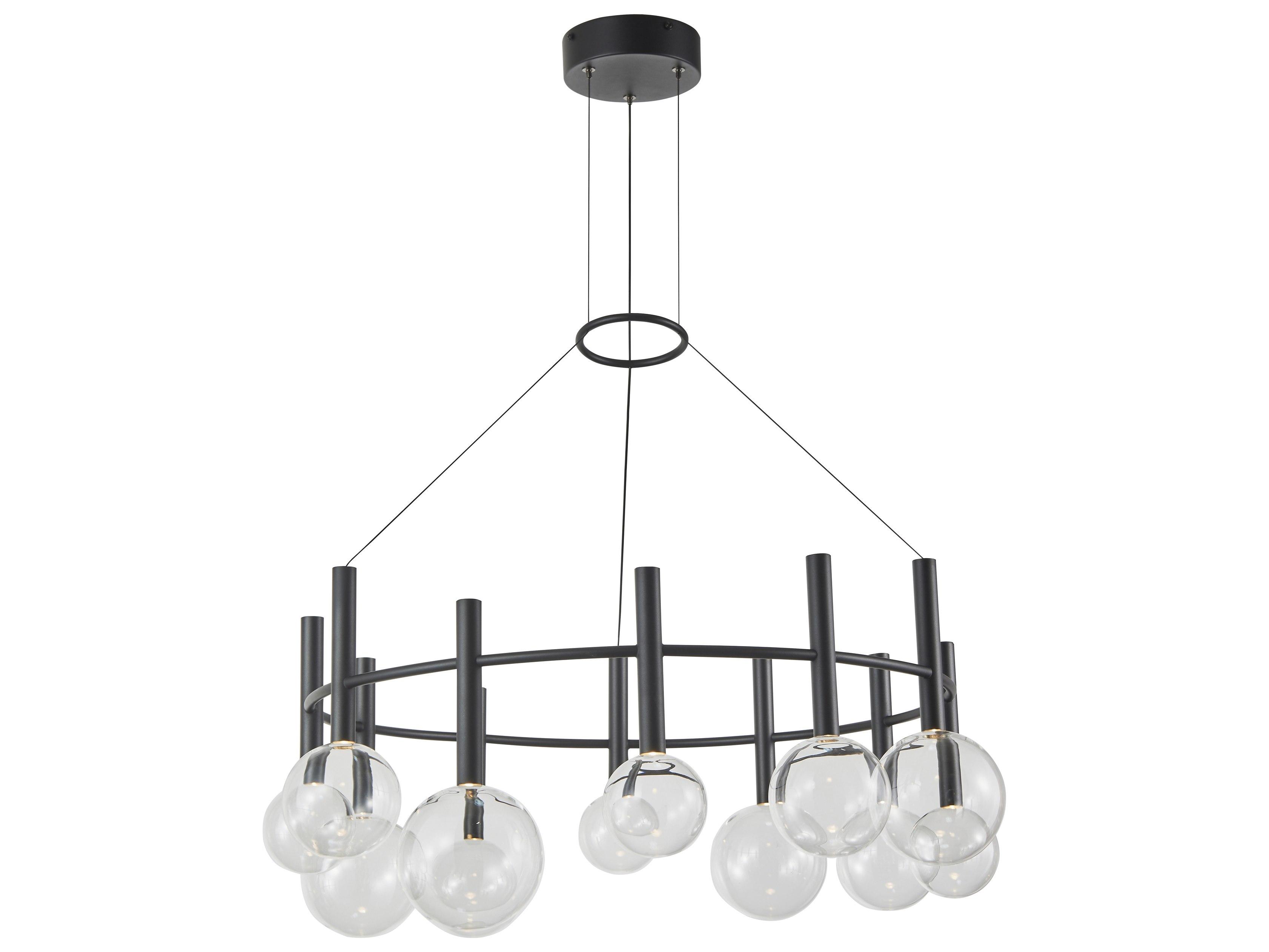 Artcraft Terra 12-Light Black Globe Round Chandelier