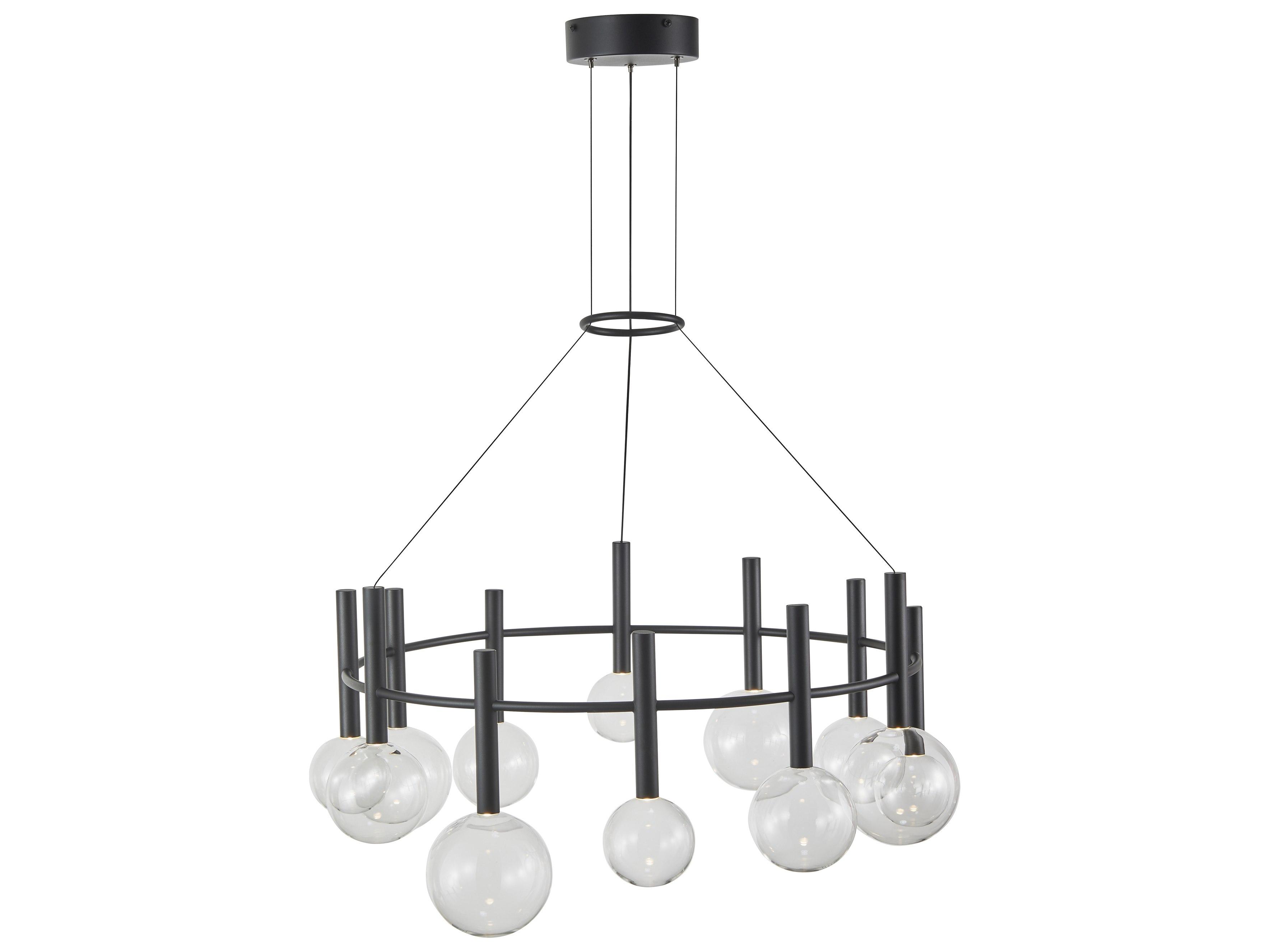 Artcraft Terra 12-Light Black Globe Round Chandelier