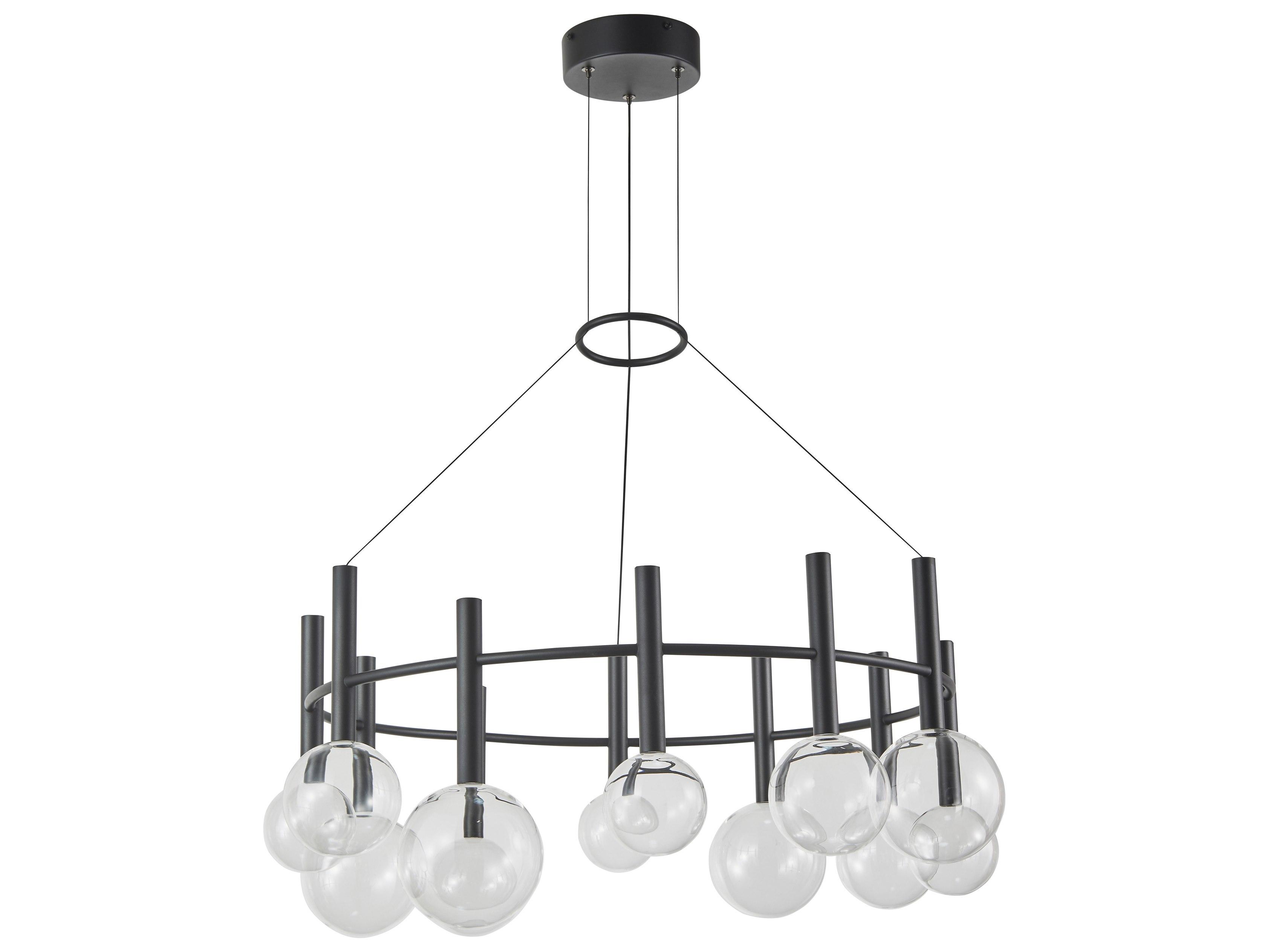 Artcraft Terra 12-Light Black Globe Round Chandelier