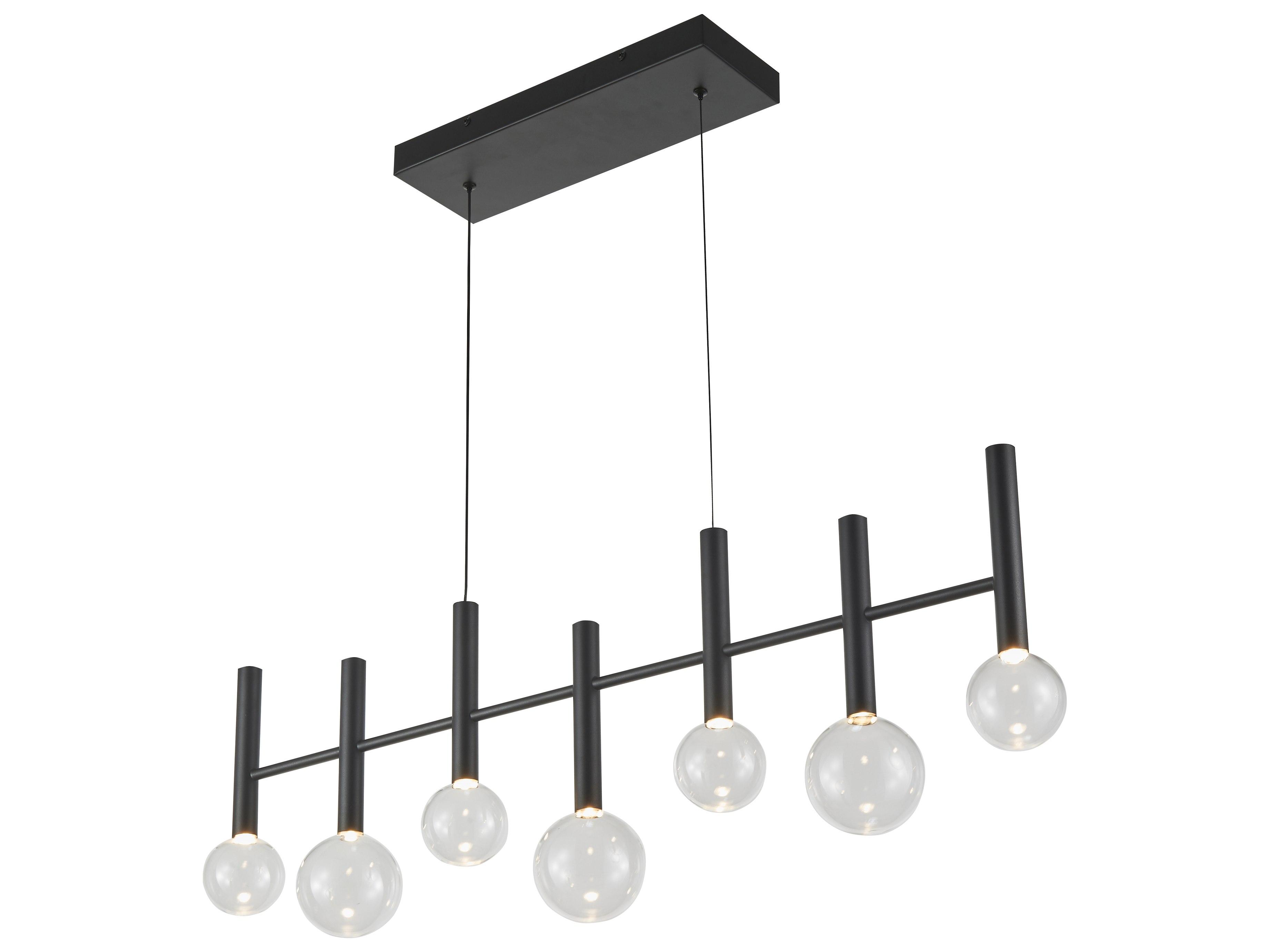 Artcraft Terra 7-Light Black Globe Linear Island Pendant