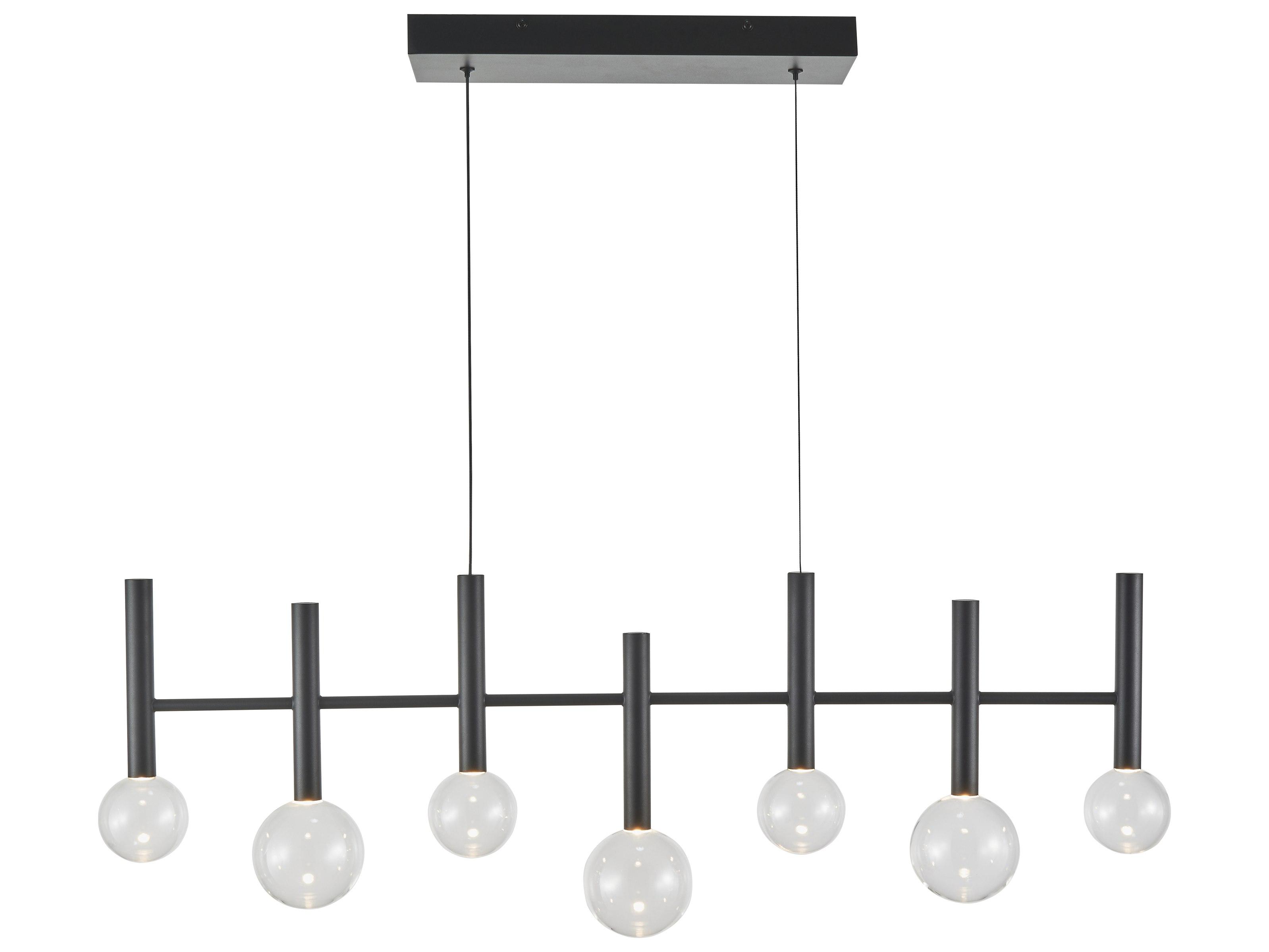 Artcraft Terra 7-Light Black Globe Linear Island Pendant