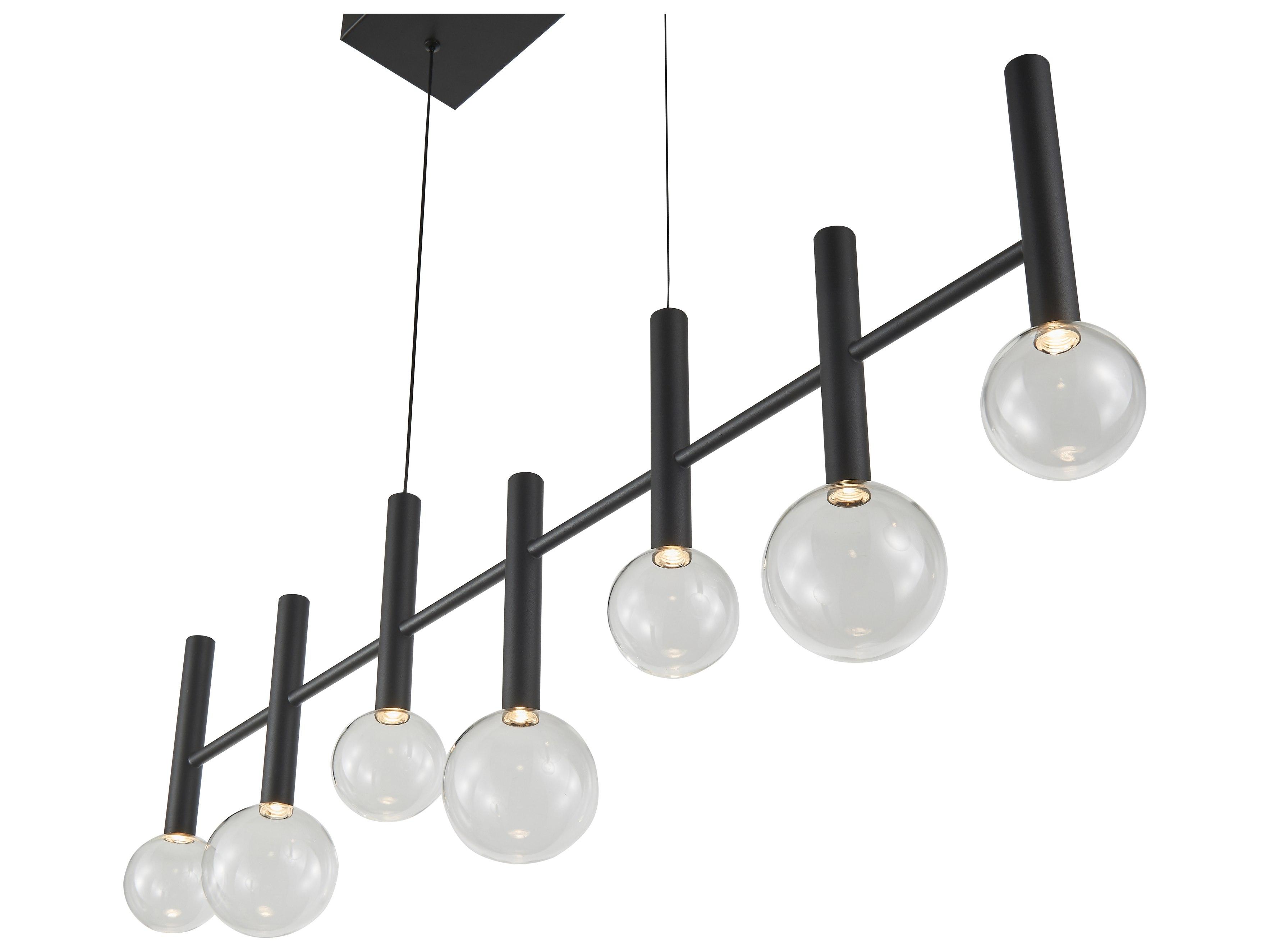 Artcraft Terra 7-Light Black Globe Linear Island Pendant