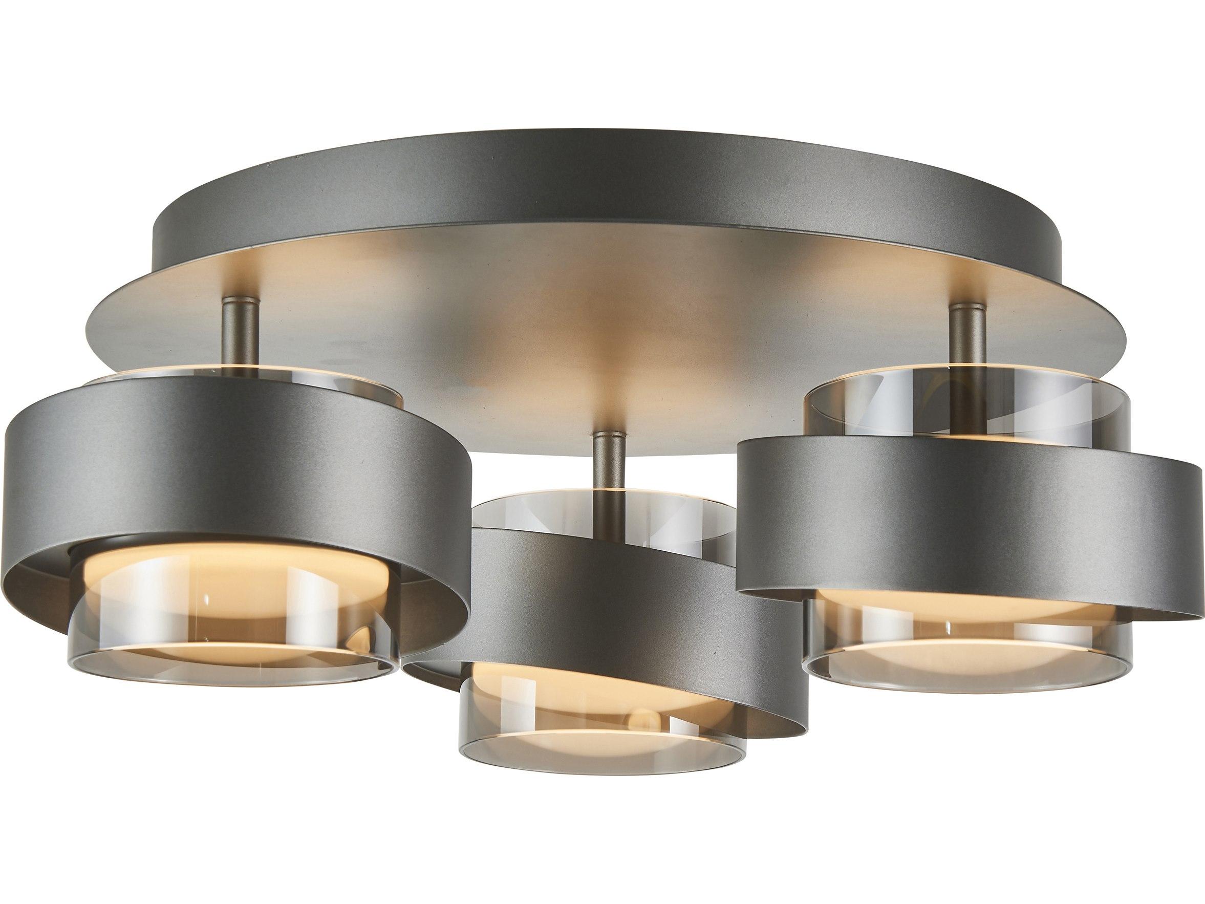 Artcraft Axis 3-Light Graphite Gray Cylinder Semi Flush Mount