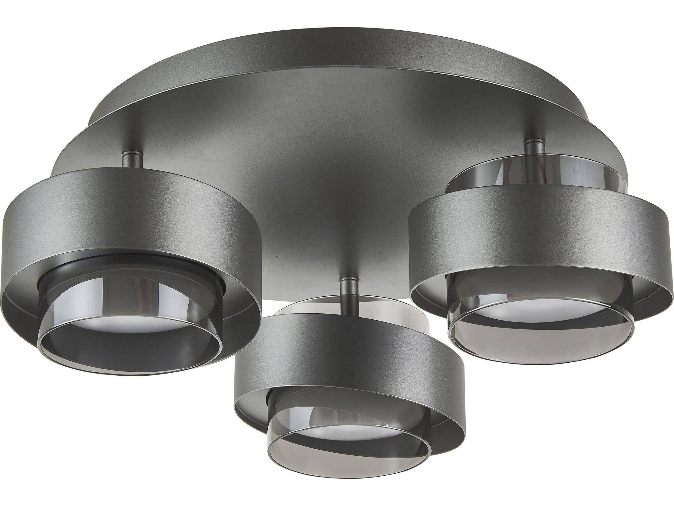 Artcraft Axis 3-Light Graphite Gray Cylinder Semi Flush Mount