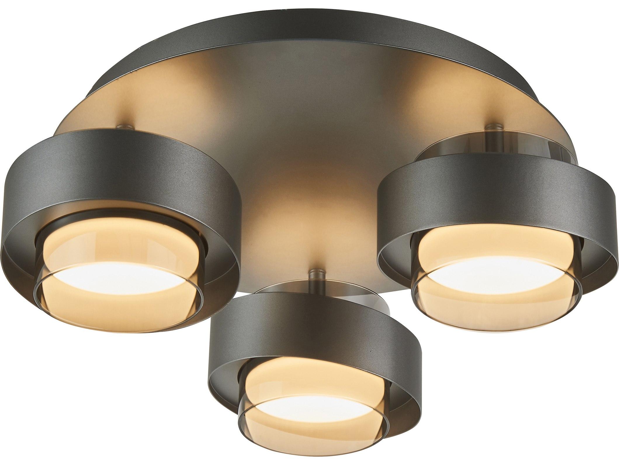 Artcraft Axis 3-Light Graphite Gray Cylinder Semi Flush Mount