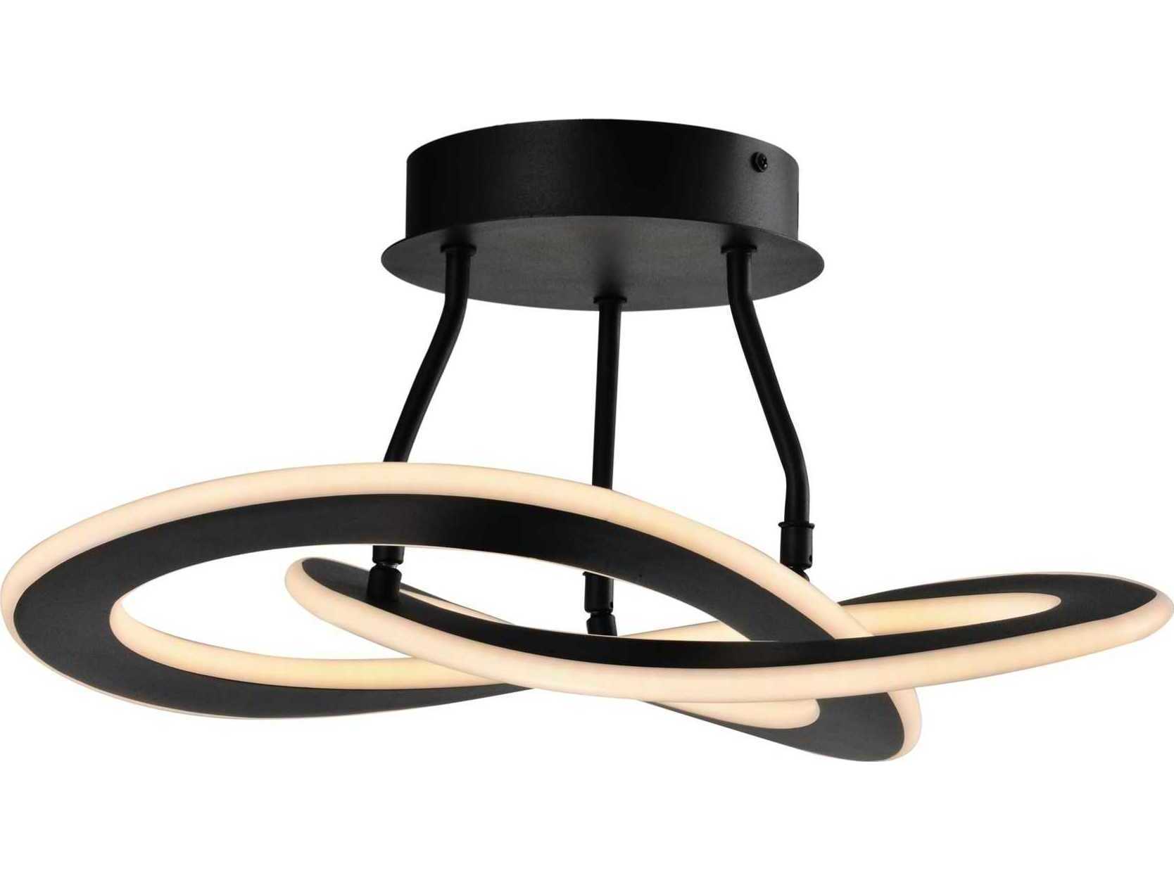 Artcraft Wave 2-Light Black LED Geometric Semi Flush Mount
