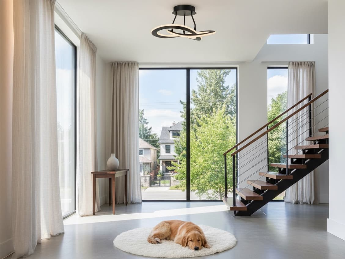 Artcraft Wave 2-Light Black LED Geometric Semi Flush Mount