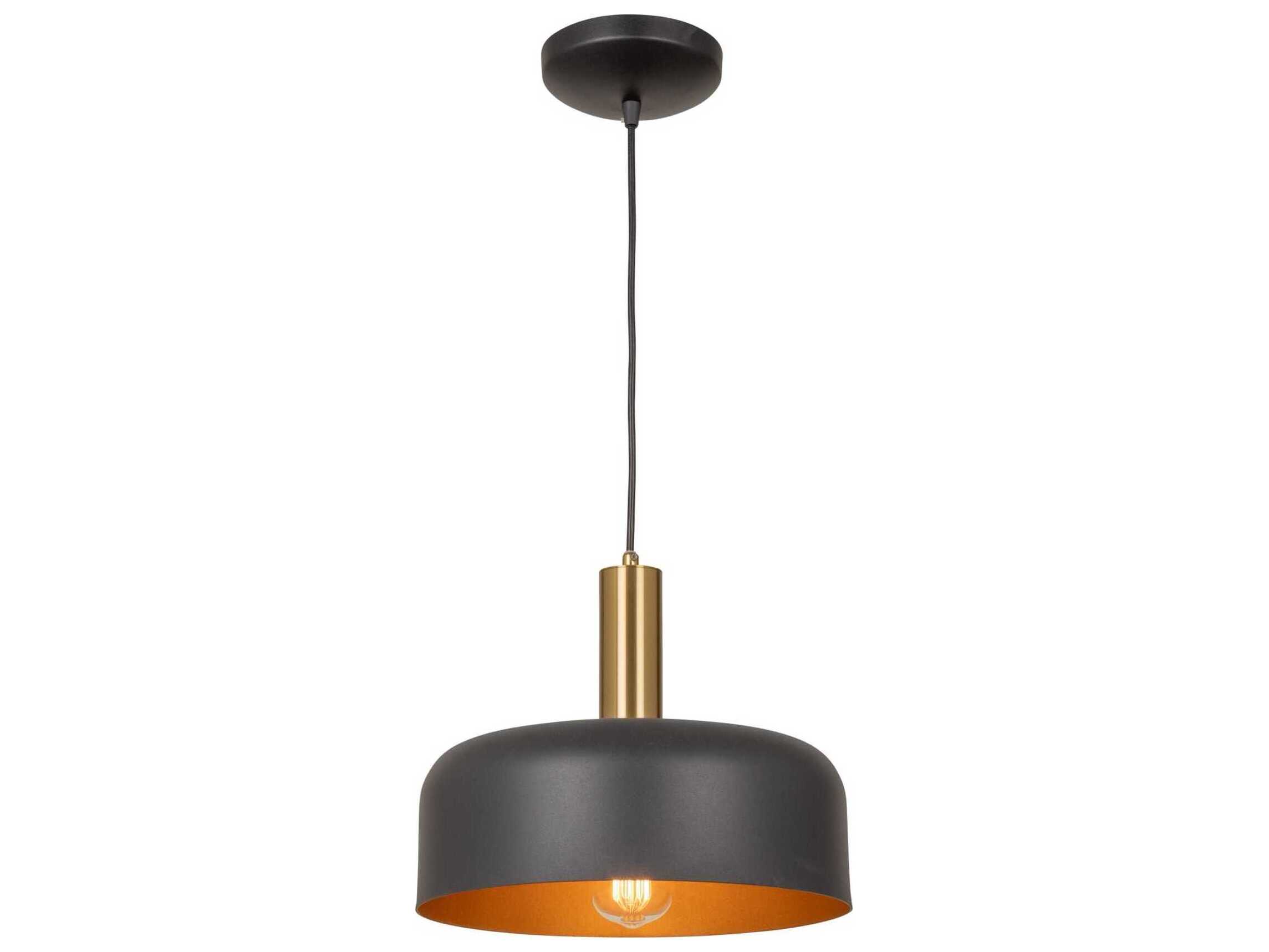 Artcraft Orsa 1-Light Black Brushed Brass Dome Mini Pendant