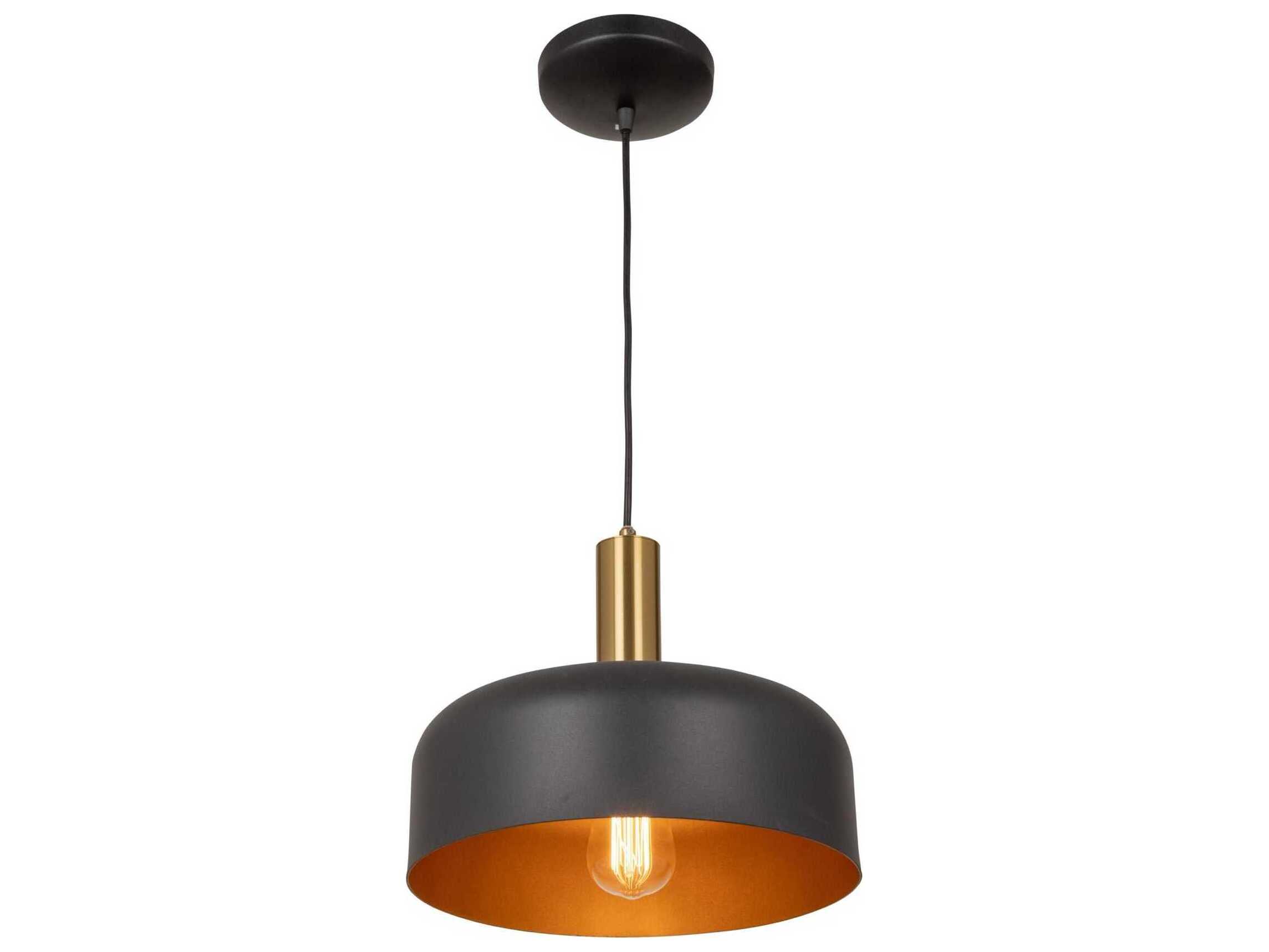 Artcraft Orsa 1-Light Black Brushed Brass Dome Mini Pendant