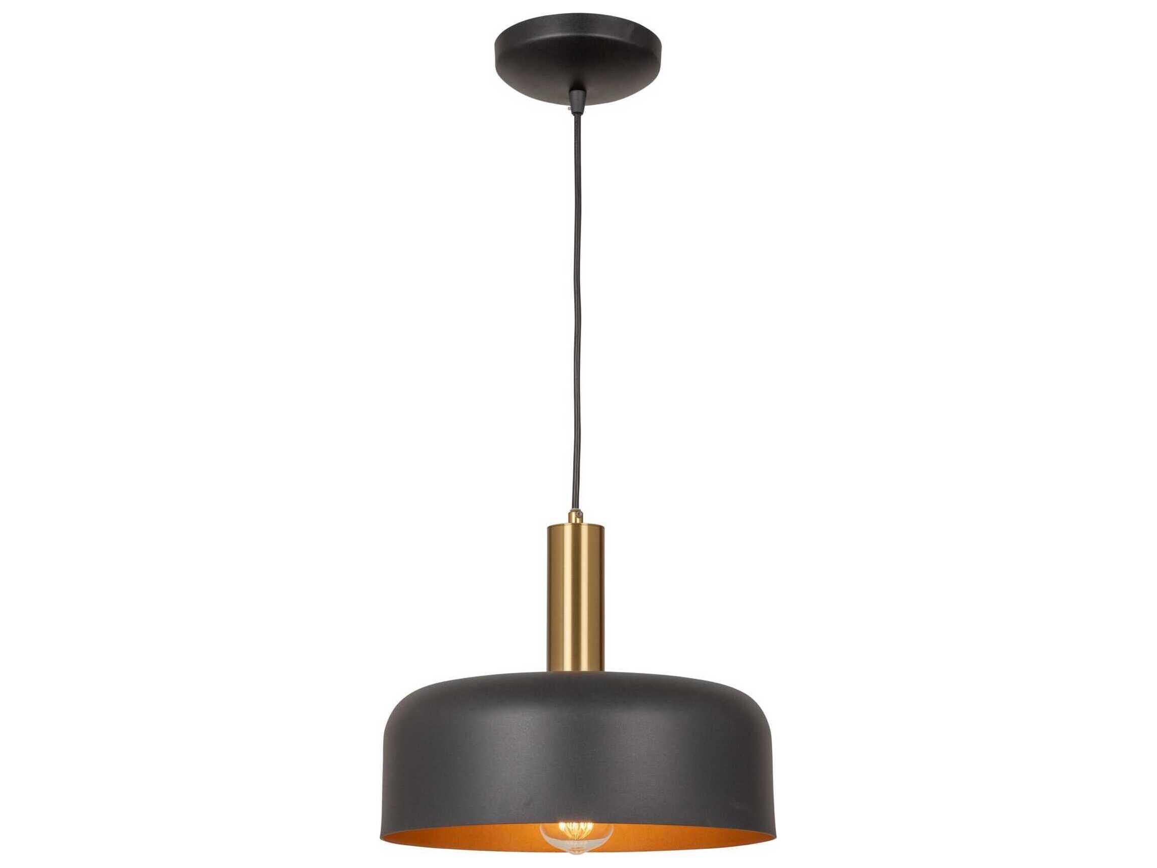 Artcraft Orsa 1-Light Black Brushed Brass Dome Mini Pendant