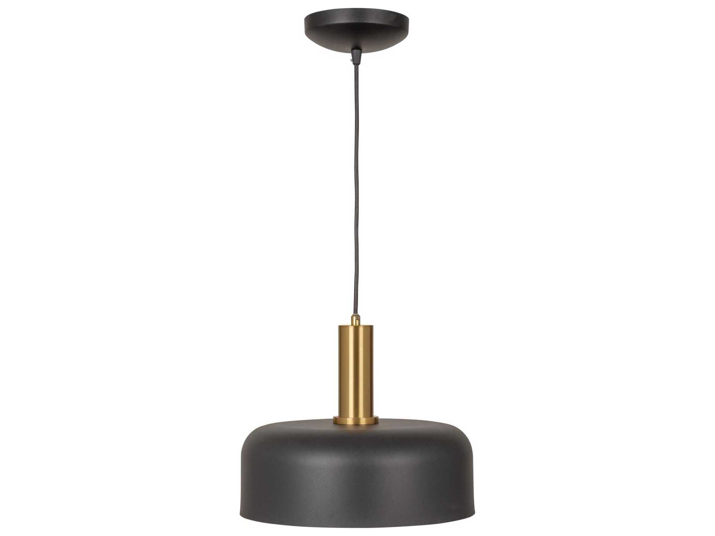 Artcraft Orsa 1-Light Black Brushed Brass Dome Mini Pendant