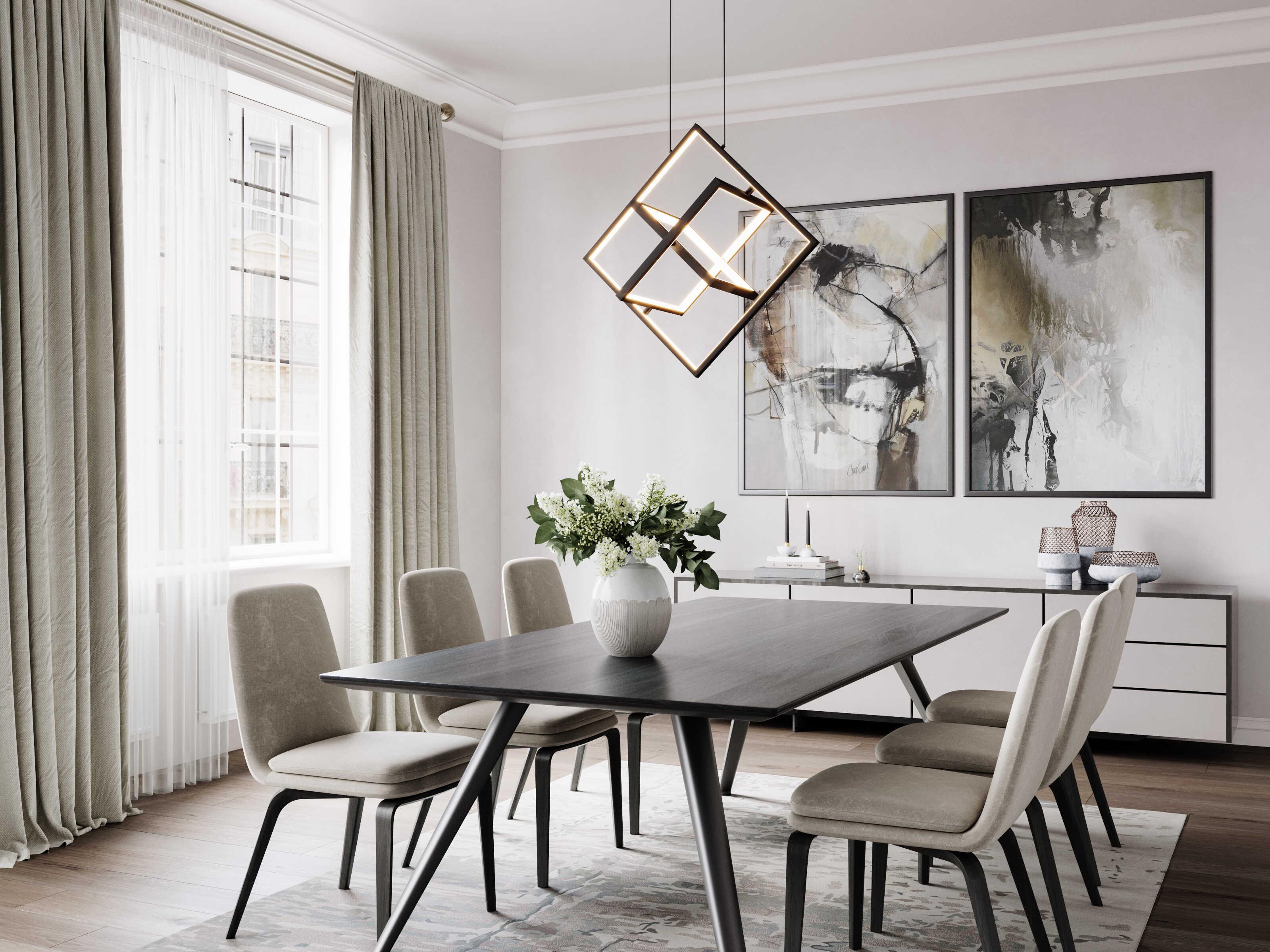 Artcraft Graymar 3-Light Black LED Geometric Island Pendant