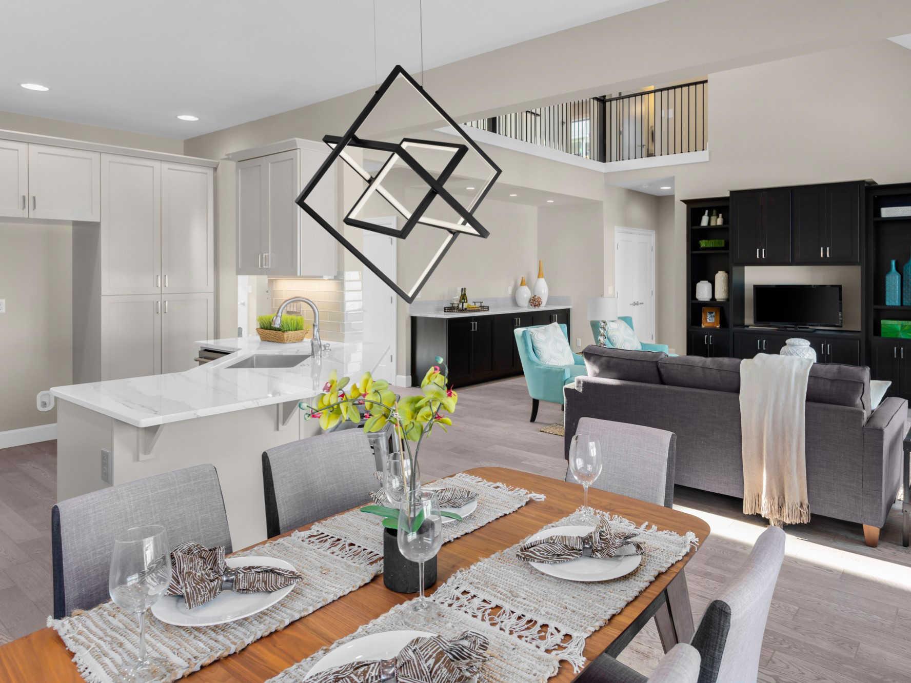 Artcraft Graymar 3-Light Black LED Geometric Island Pendant