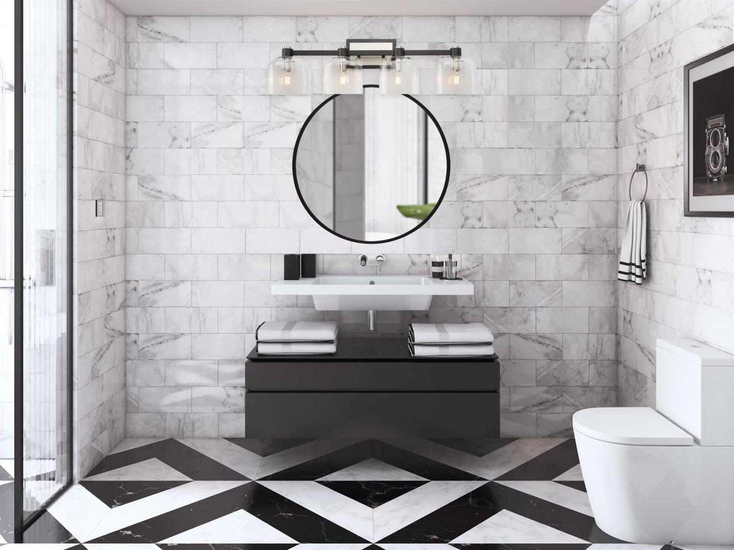 Artcraft Reflections Matte Black Round Wall Mirror