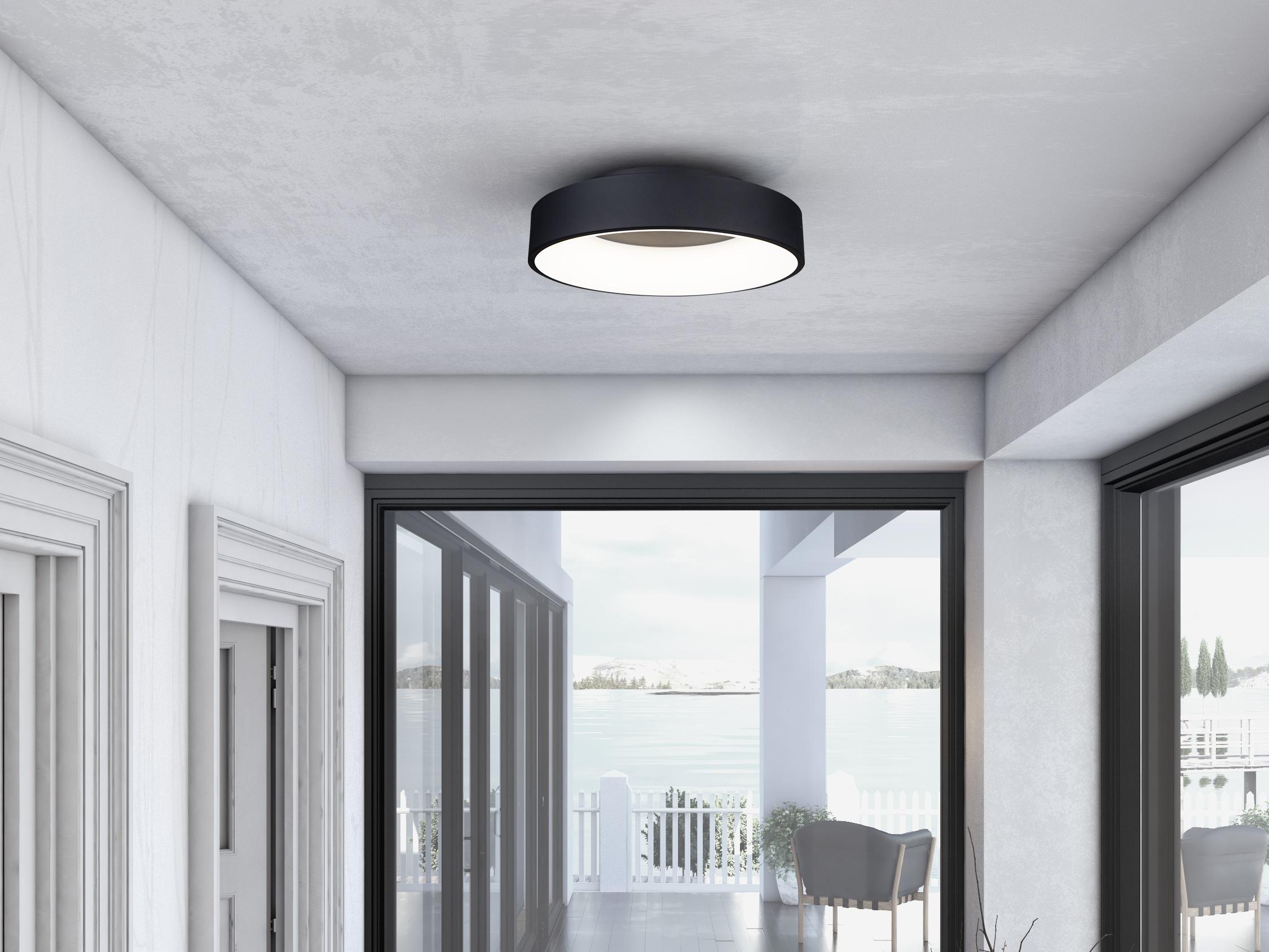 Artcraft Lazio Black LED Round Flush Mount