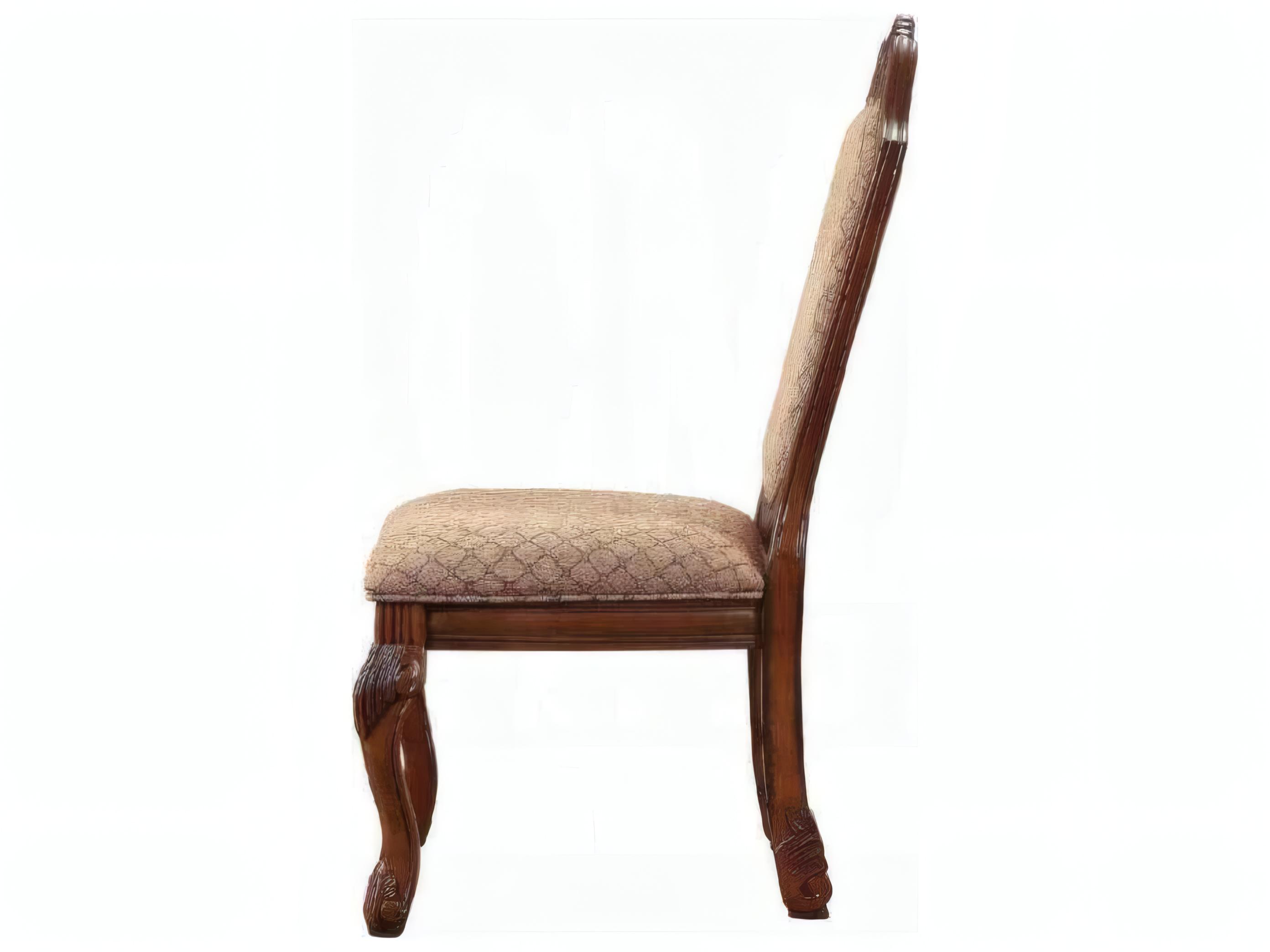 Acme Furniture Chateau De Ville Rubberwood Brown Upholstered Armless Dining Chair Set of 2