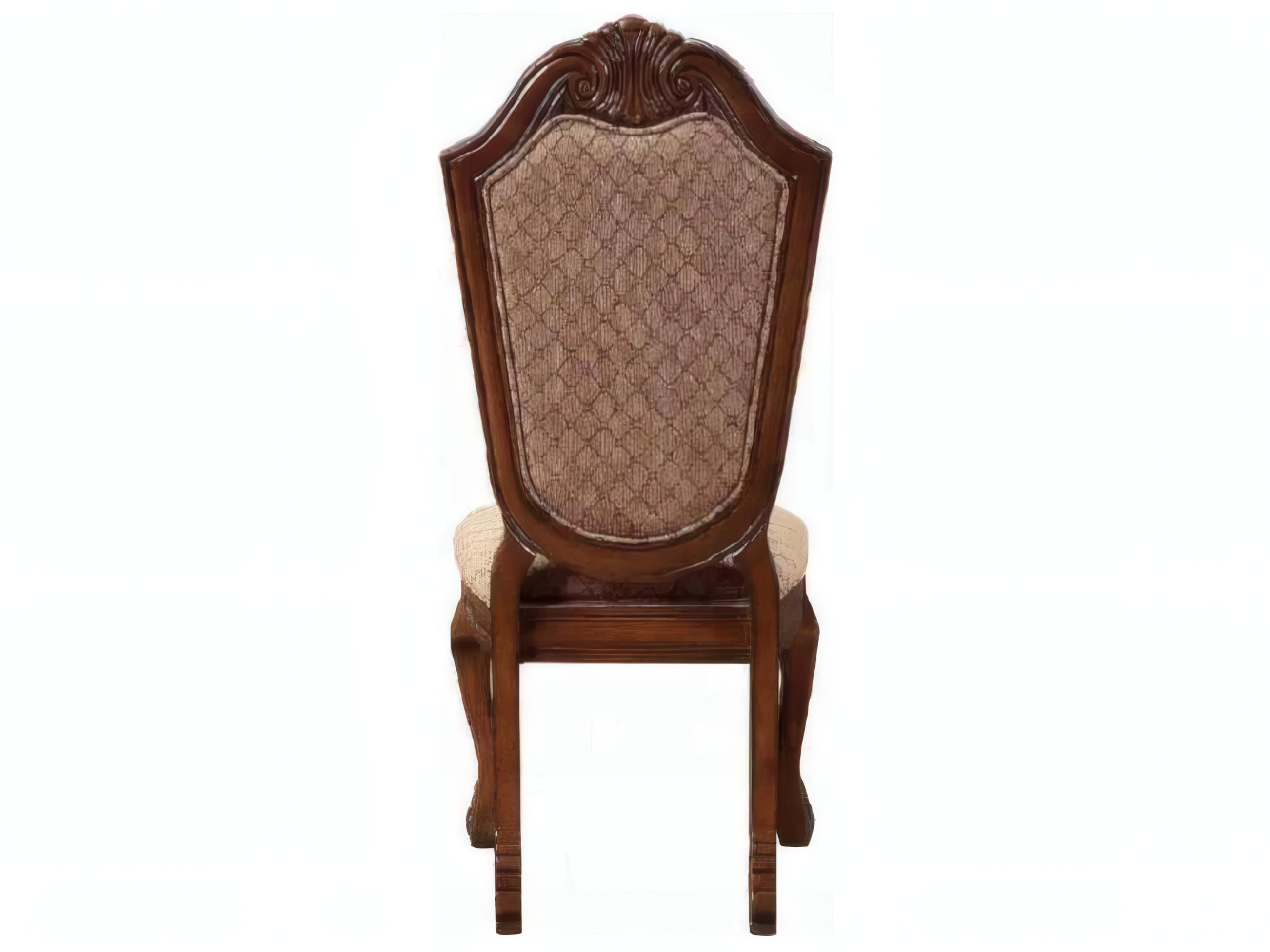 Acme Furniture Chateau De Ville Rubberwood Brown Upholstered Armless Dining Chair Set of 2
