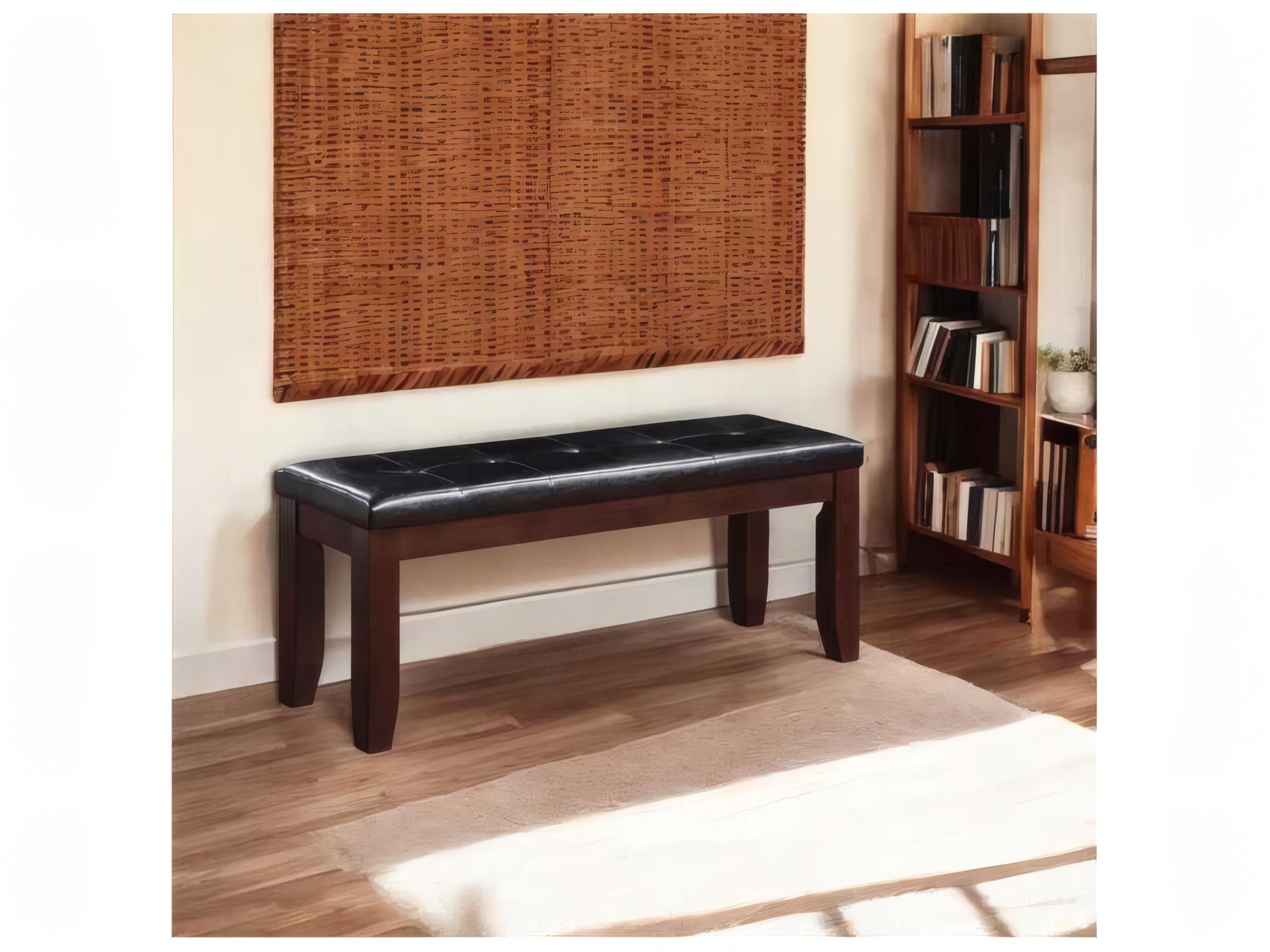 Acme Furniture Urbana Black Synthetic Leather Cherry Faux Accent Bench