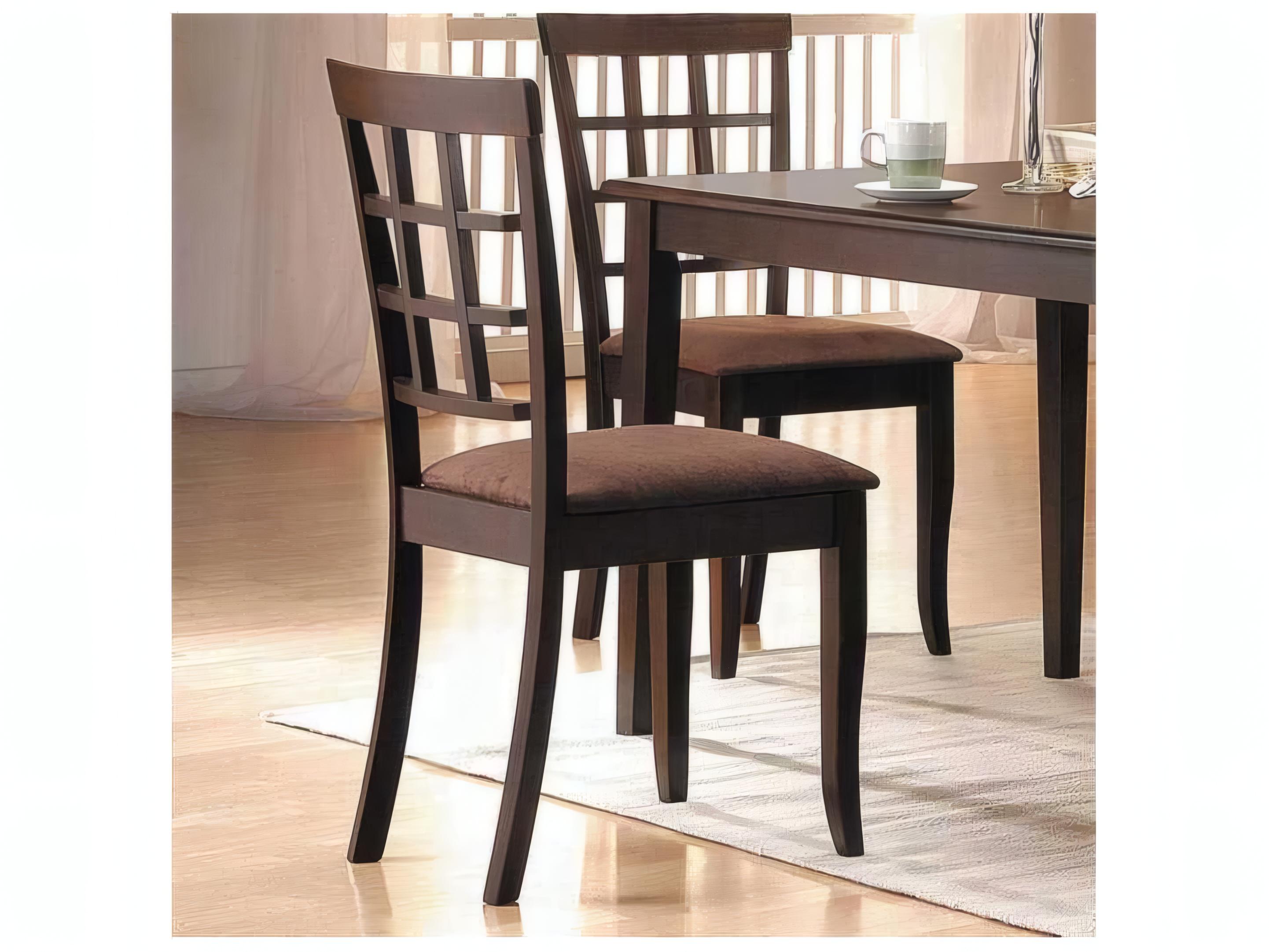Acme Furniture Cardiff Rubberwood Brown Microfiber Upholstered Armless Dining Chair Set of 2