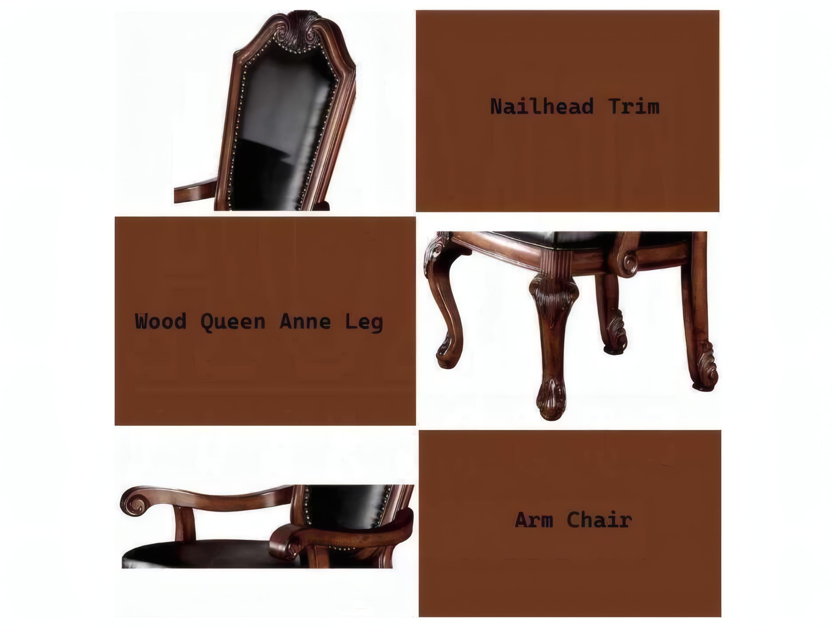 Acme Furniture Chateau De Ville Rubberwood Black Faux Leather Arm Dining Chair Set of 2