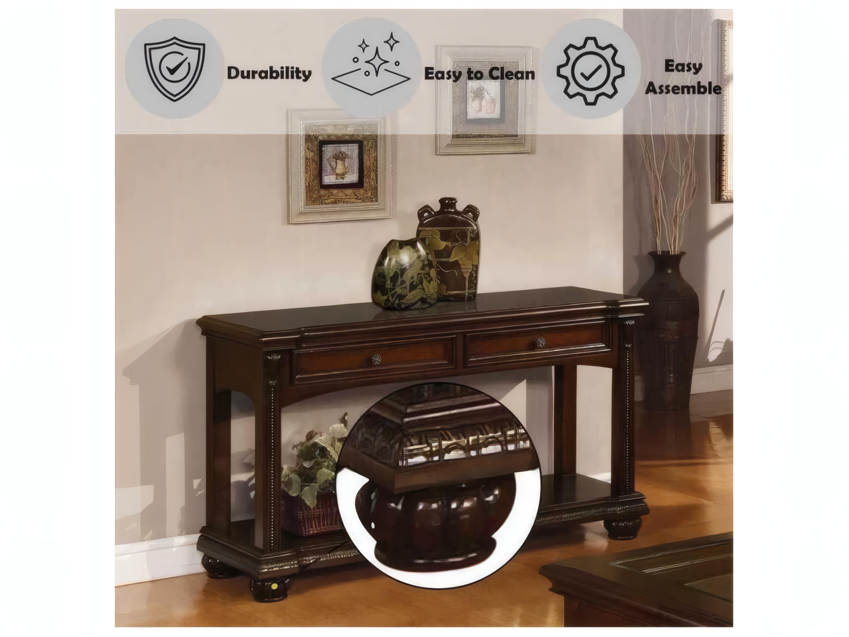 Acme Furniture Anondale Rectangular Wood Cherry Console Table