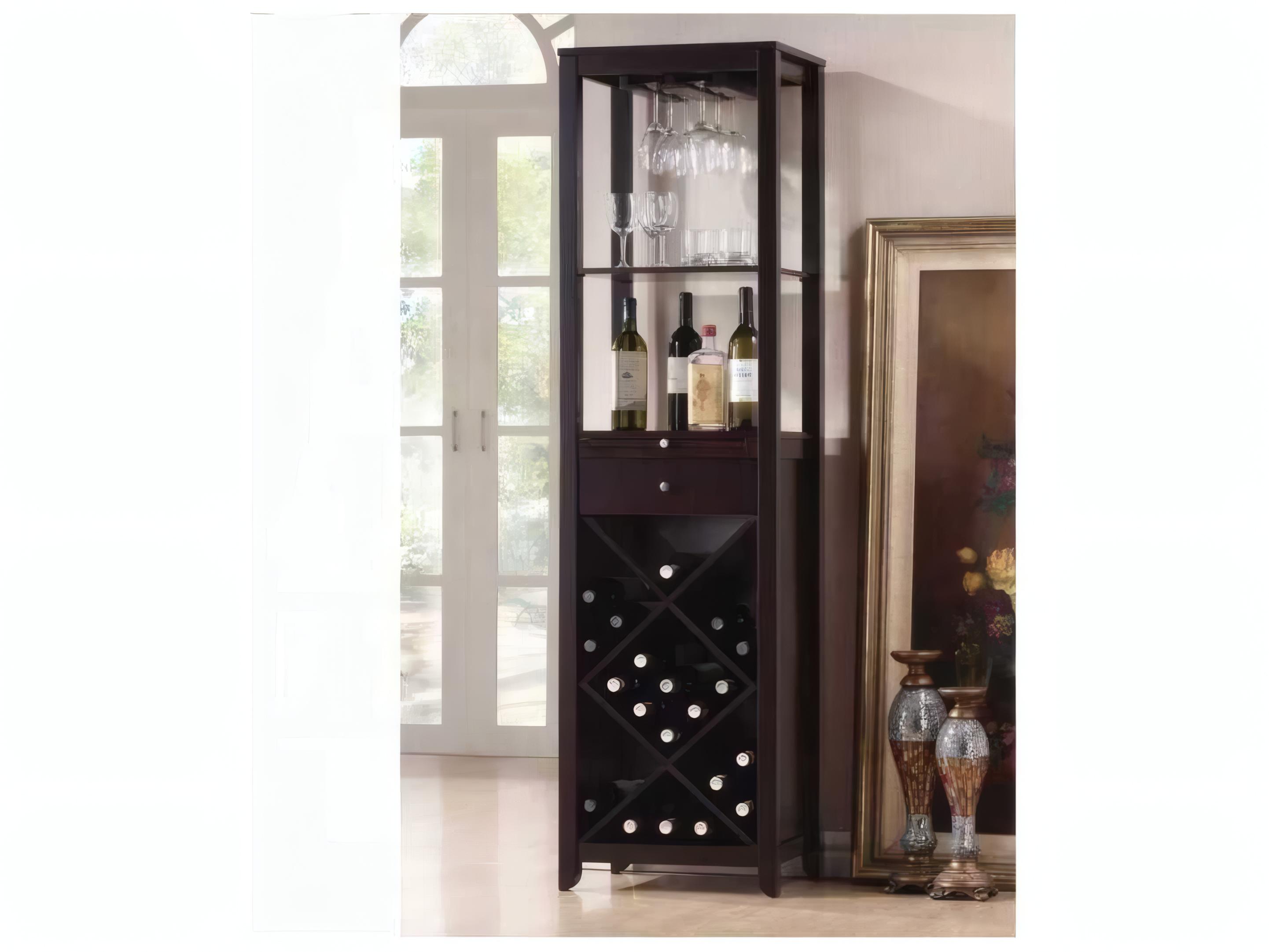 Acme Furniture Brown Rubberwood Wenge Bar Cabinet