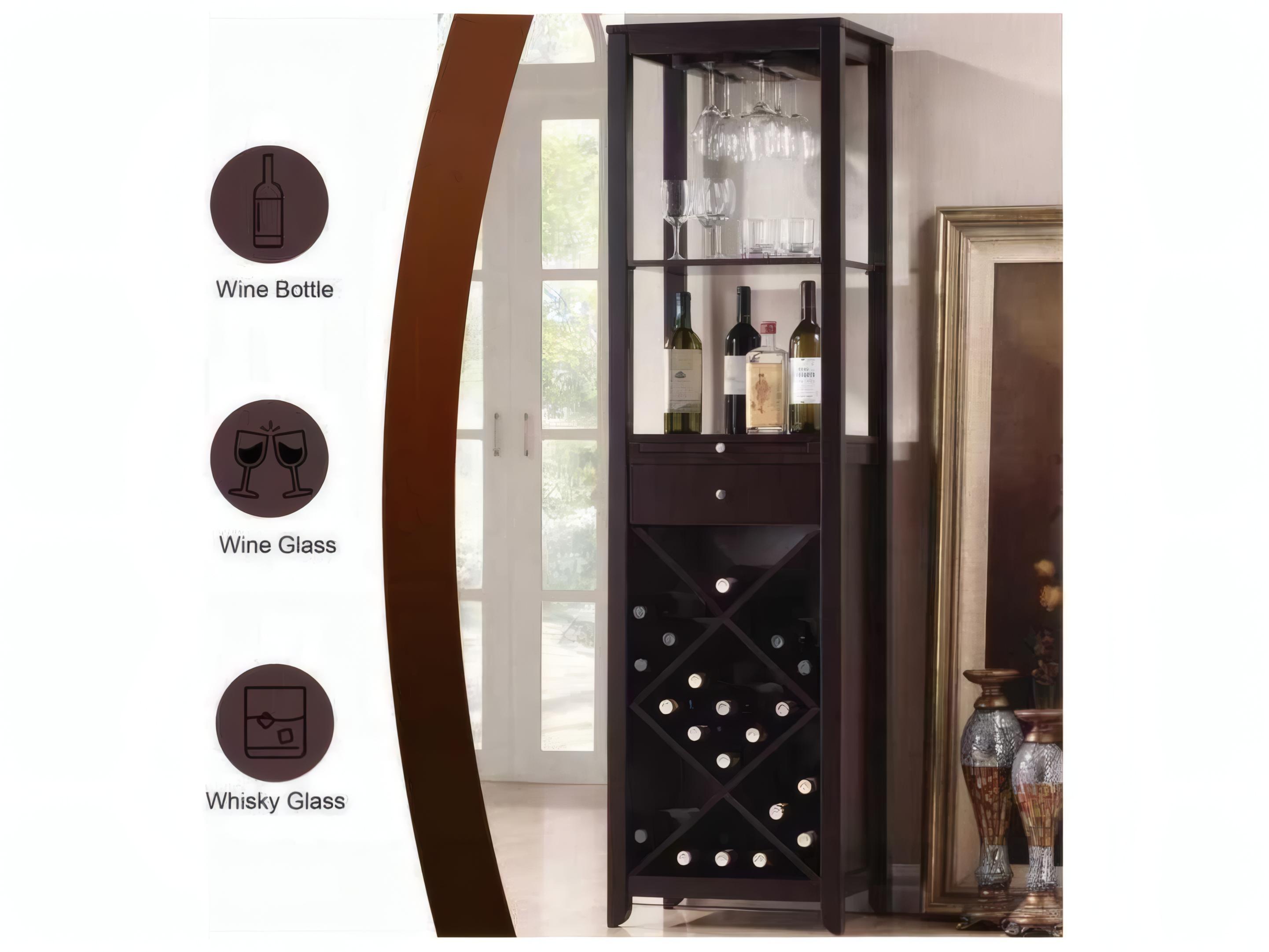 Acme Furniture Brown Rubberwood Wenge Bar Cabinet