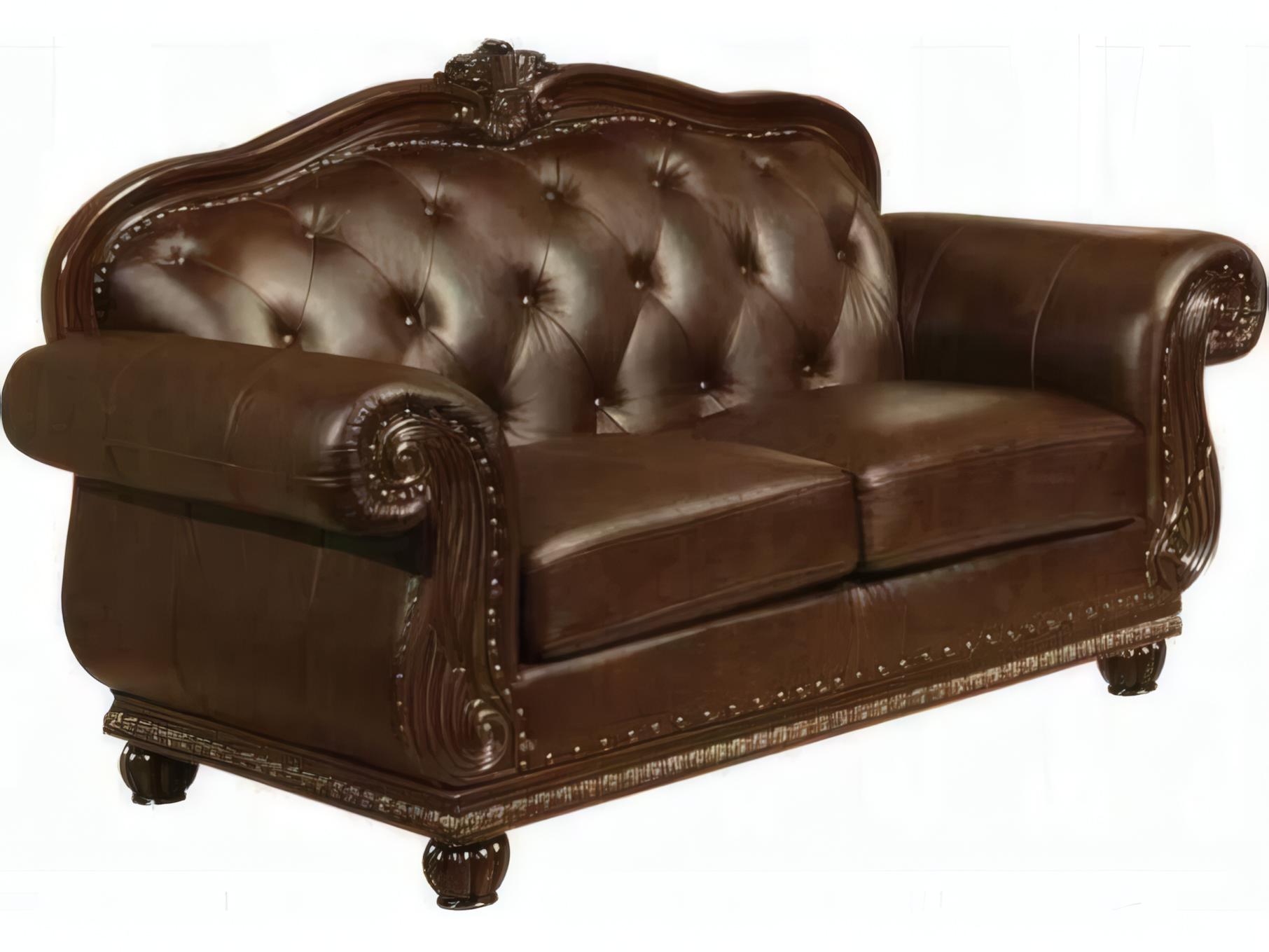 Acme Furniture Anondale Espresso Cherry Brown Leather Loveseat