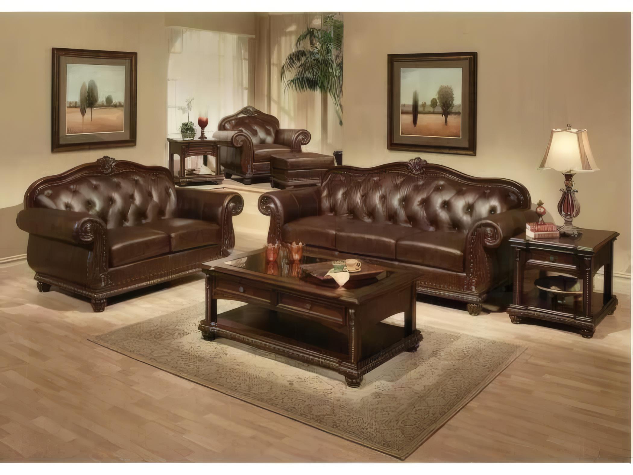 Acme Furniture Anondale Espresso Cherry Brown Leather Loveseat