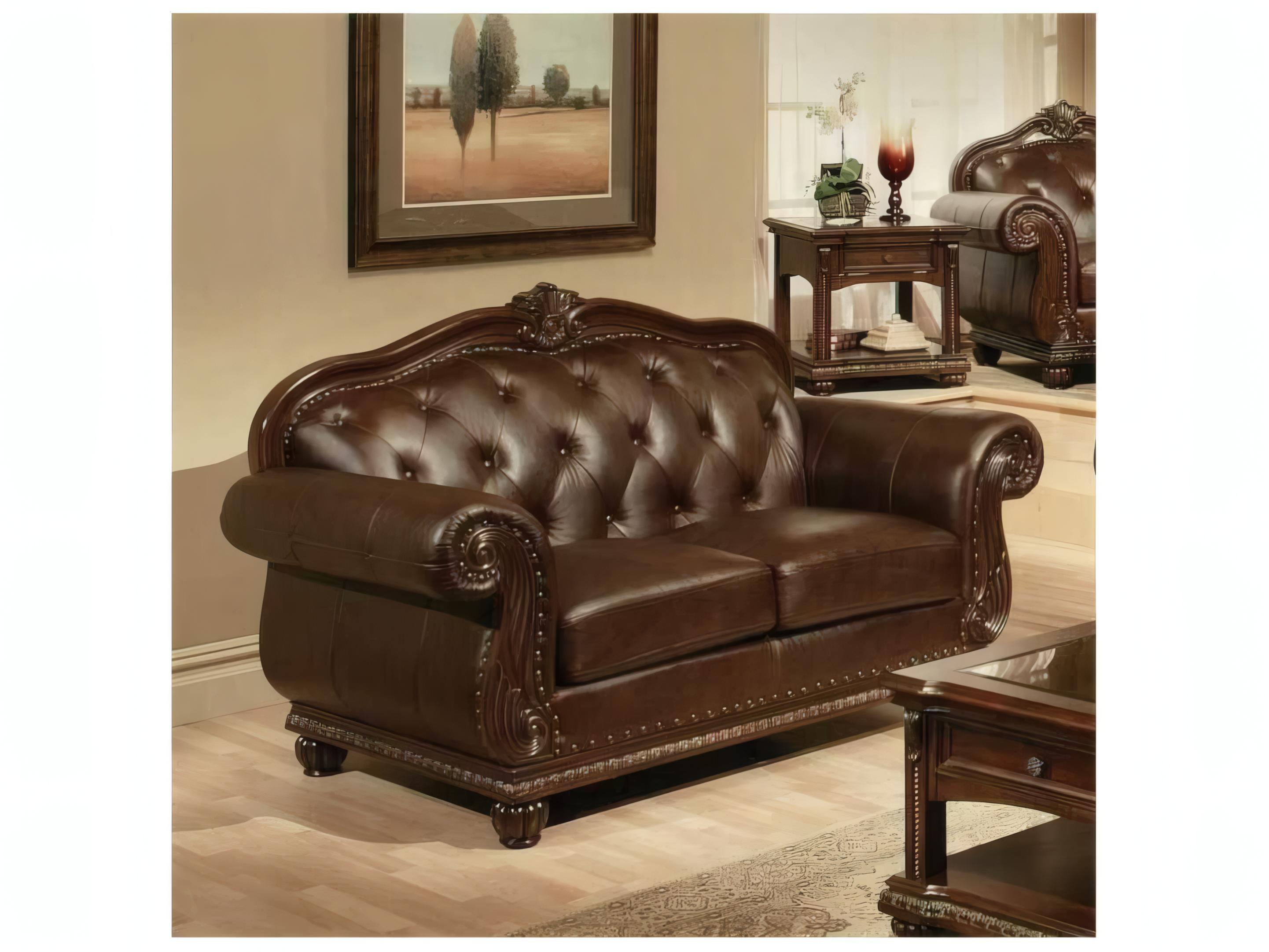 Acme Furniture Anondale Espresso Cherry Brown Leather Loveseat