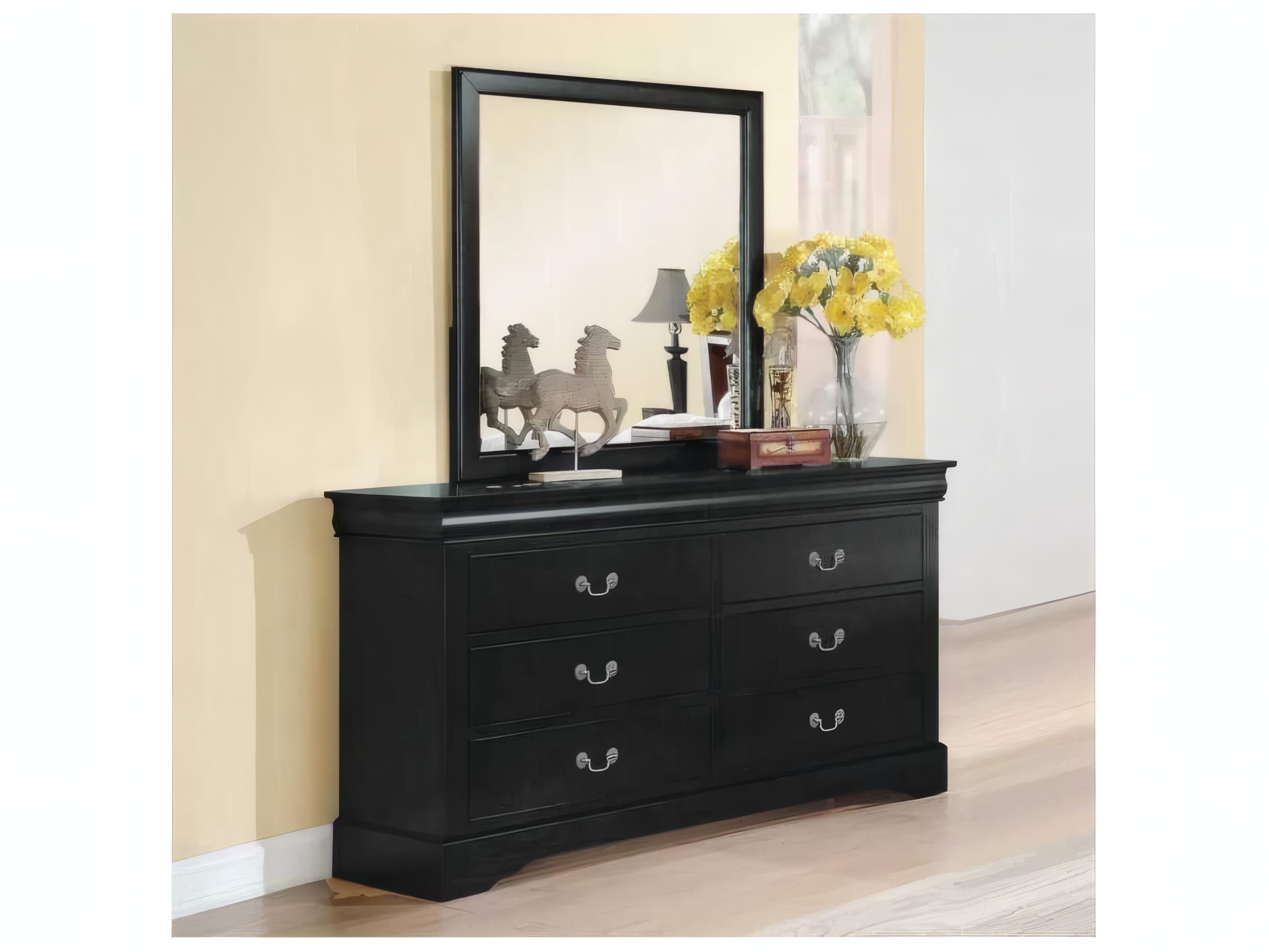 Acme Furniture Louis Philippe 6-Drawers Pine Wood Double Dresser