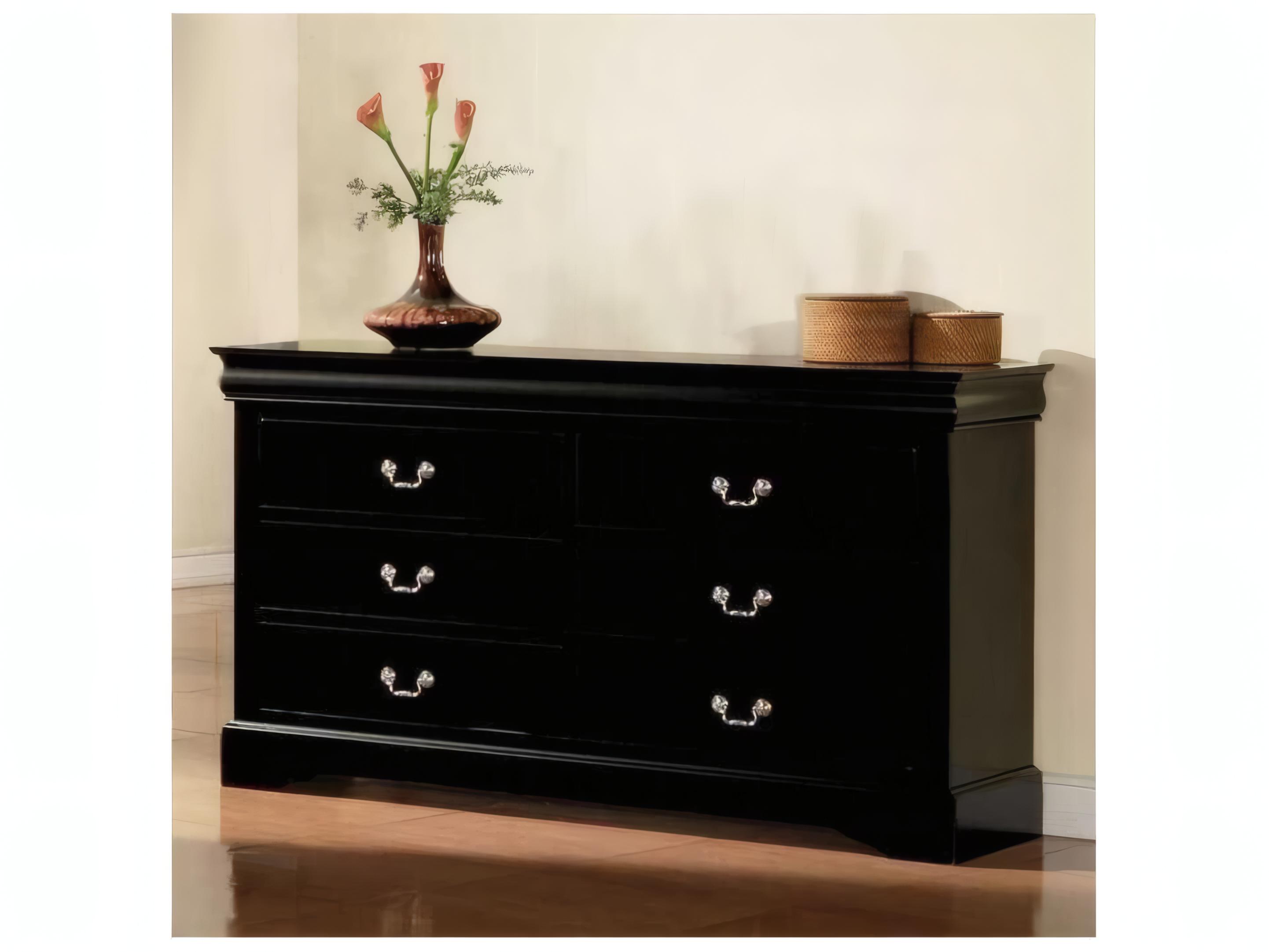 Acme Furniture Louis Philippe 6-Drawers Pine Wood Double Dresser